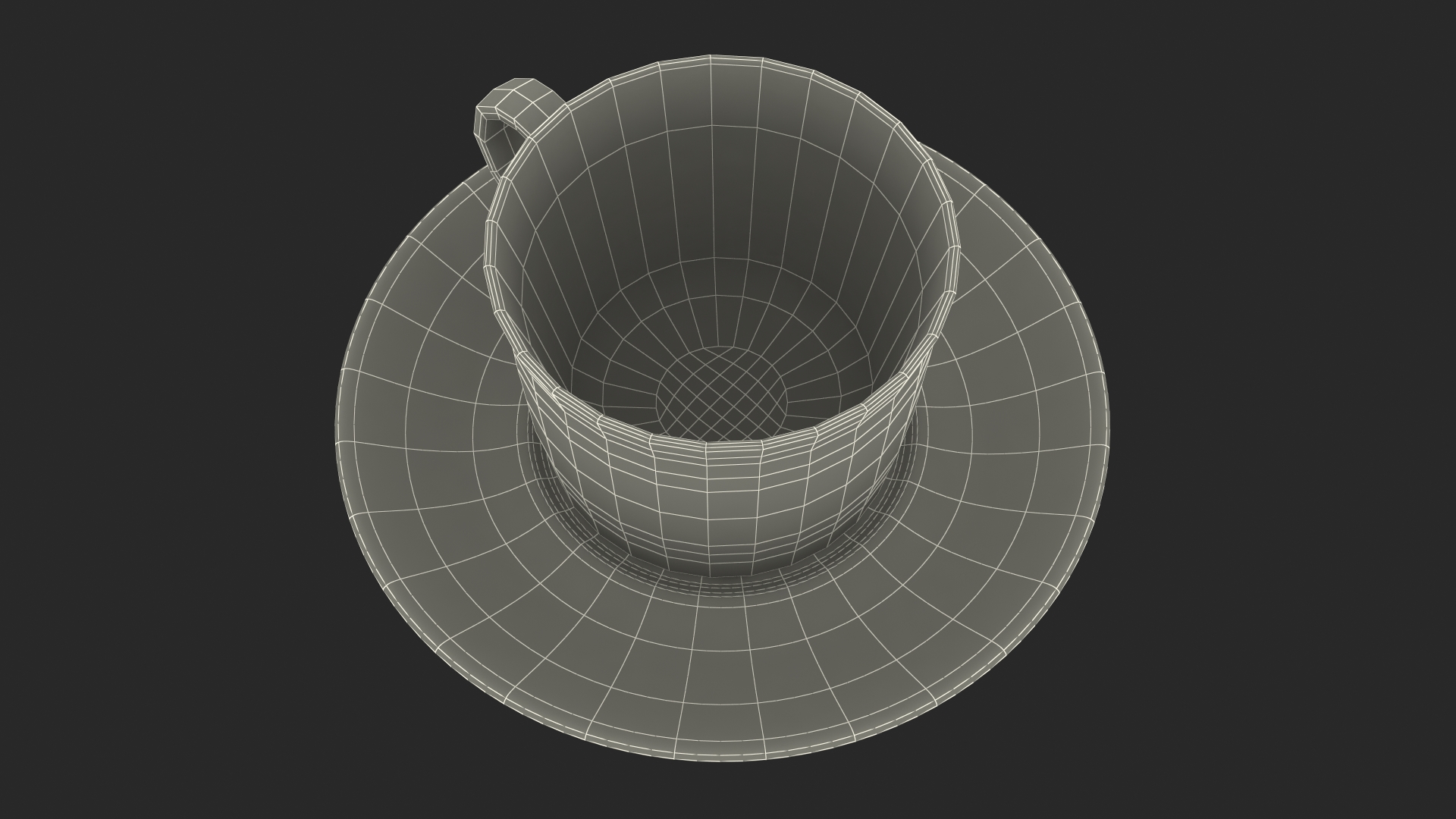 3D White Ceramic Cup on Plate