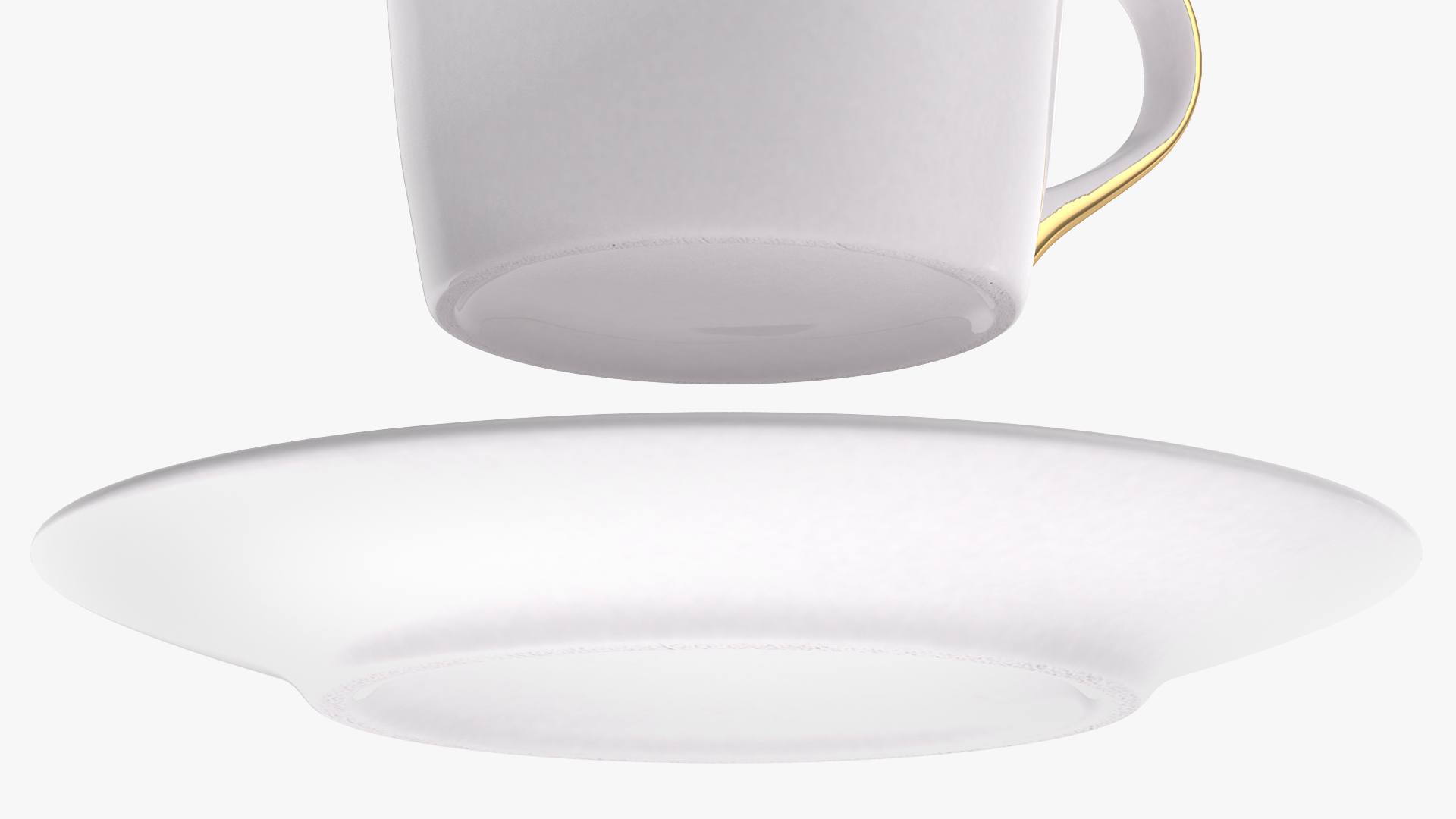 3D White Ceramic Cup on Plate