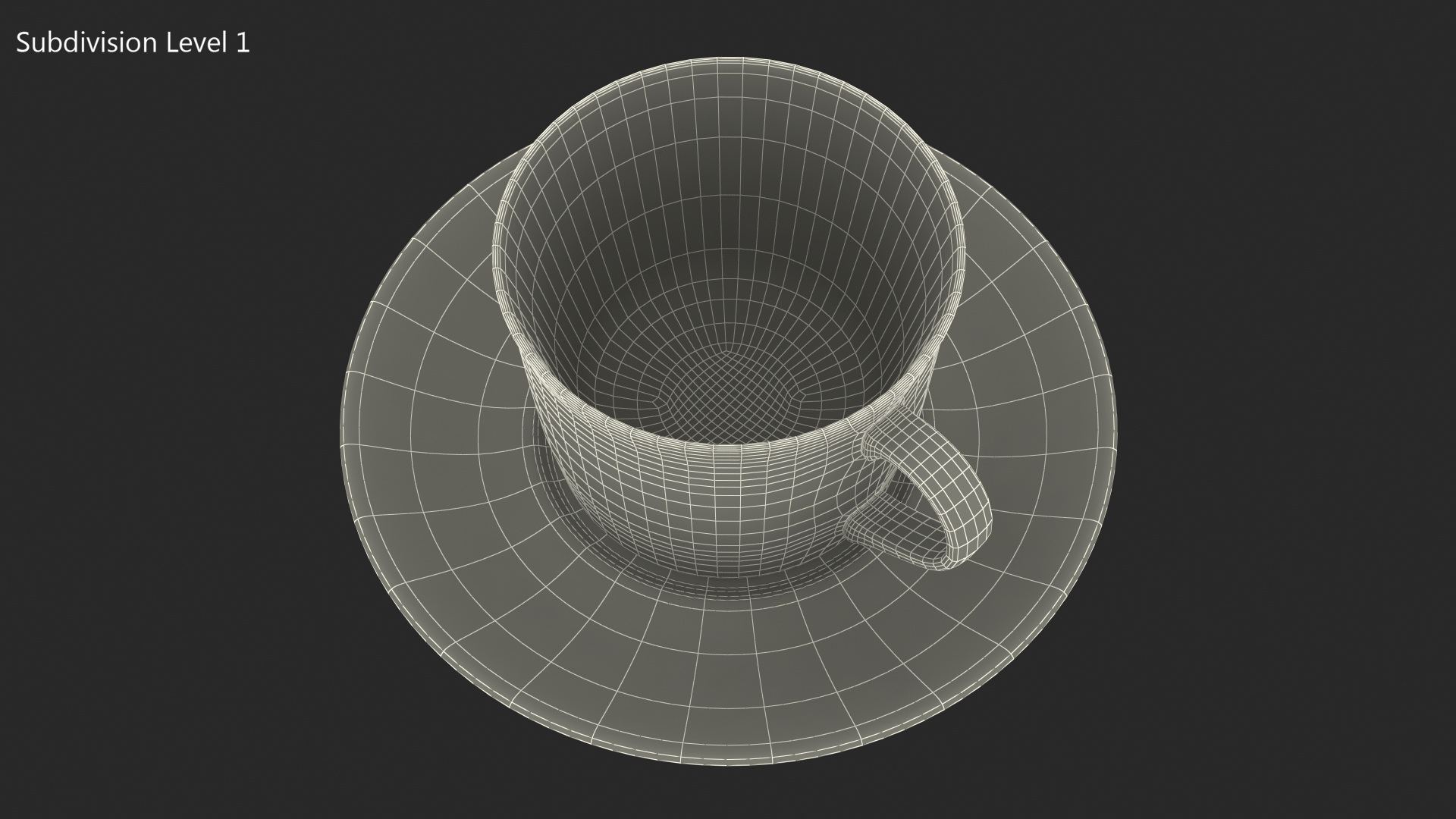 3D White Ceramic Cup on Plate