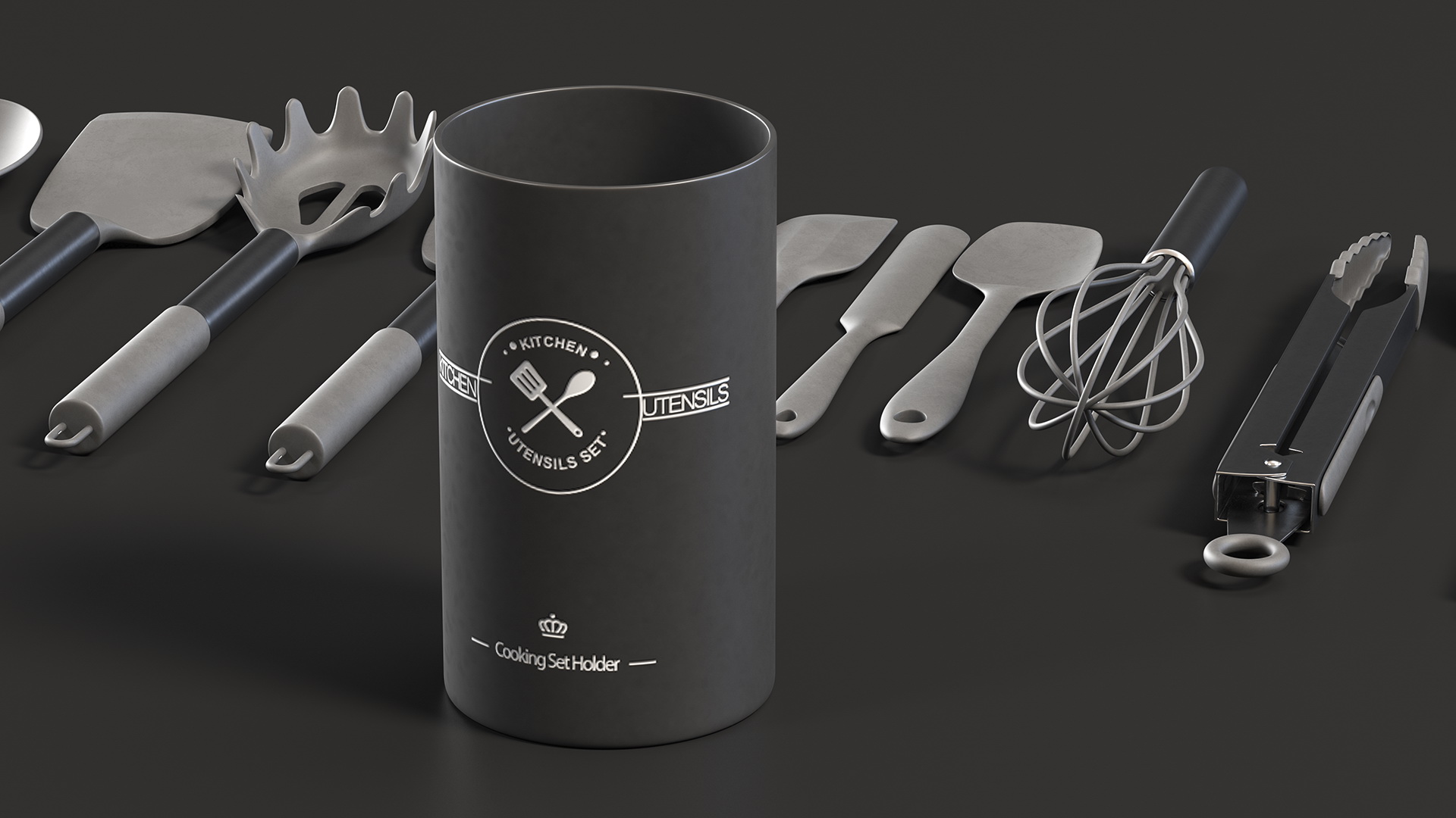3D Cooking Utensil Set Chrome