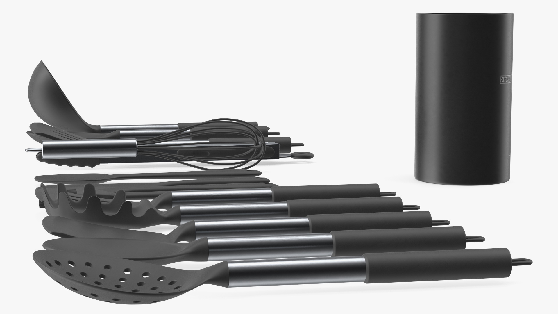 3D Cooking Utensil Set Chrome