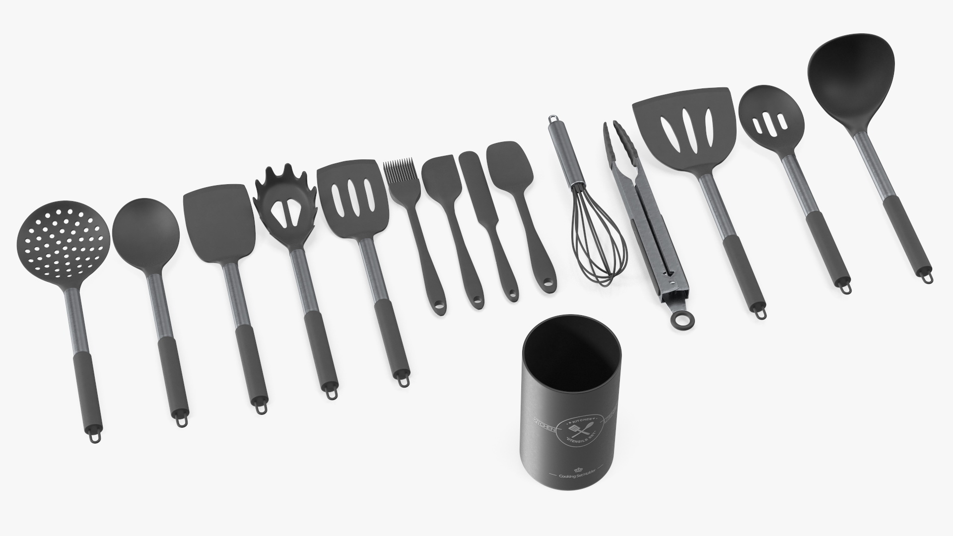 3D Cooking Utensil Set Chrome
