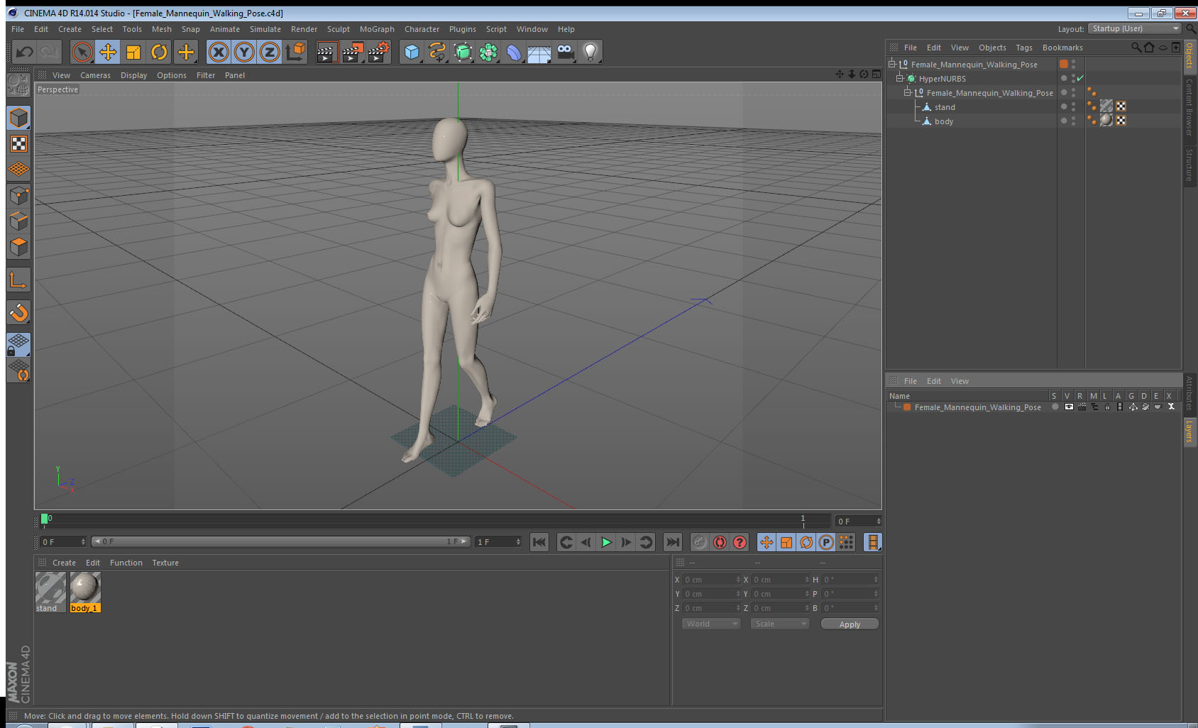 Female Mannequin Walking Pose 3D model