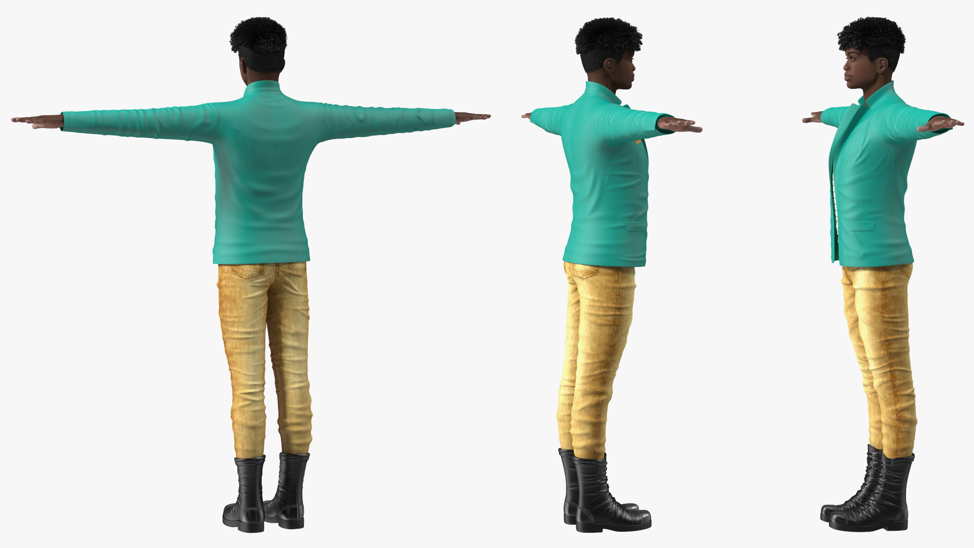3D Dark Skin Teenager Fashionable Style Rigged model