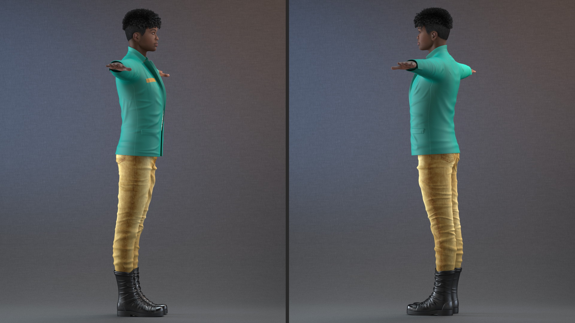 3D Dark Skin Teenager Fashionable Style Rigged model