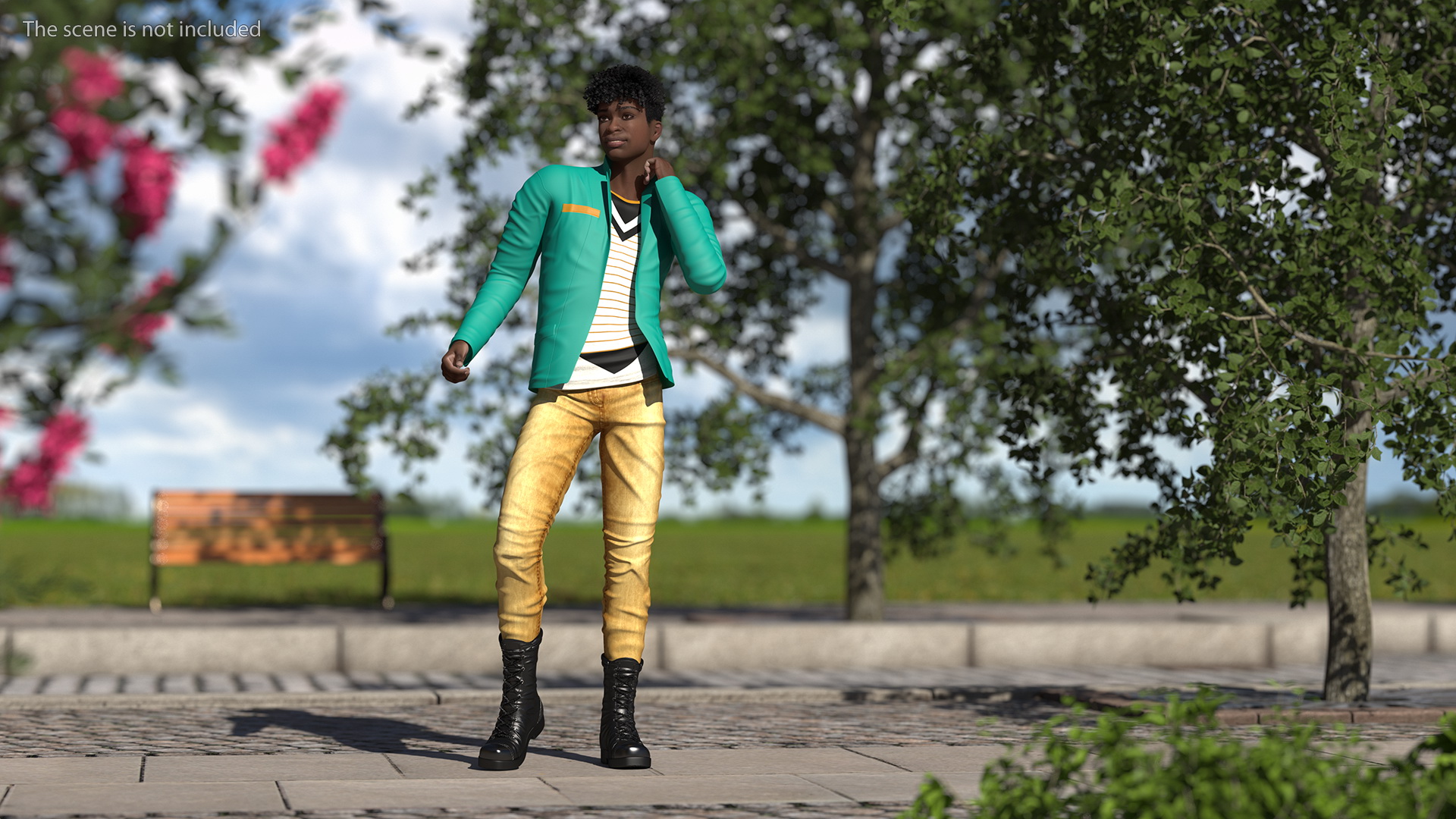 3D Dark Skin Teenager Fashionable Style Rigged model