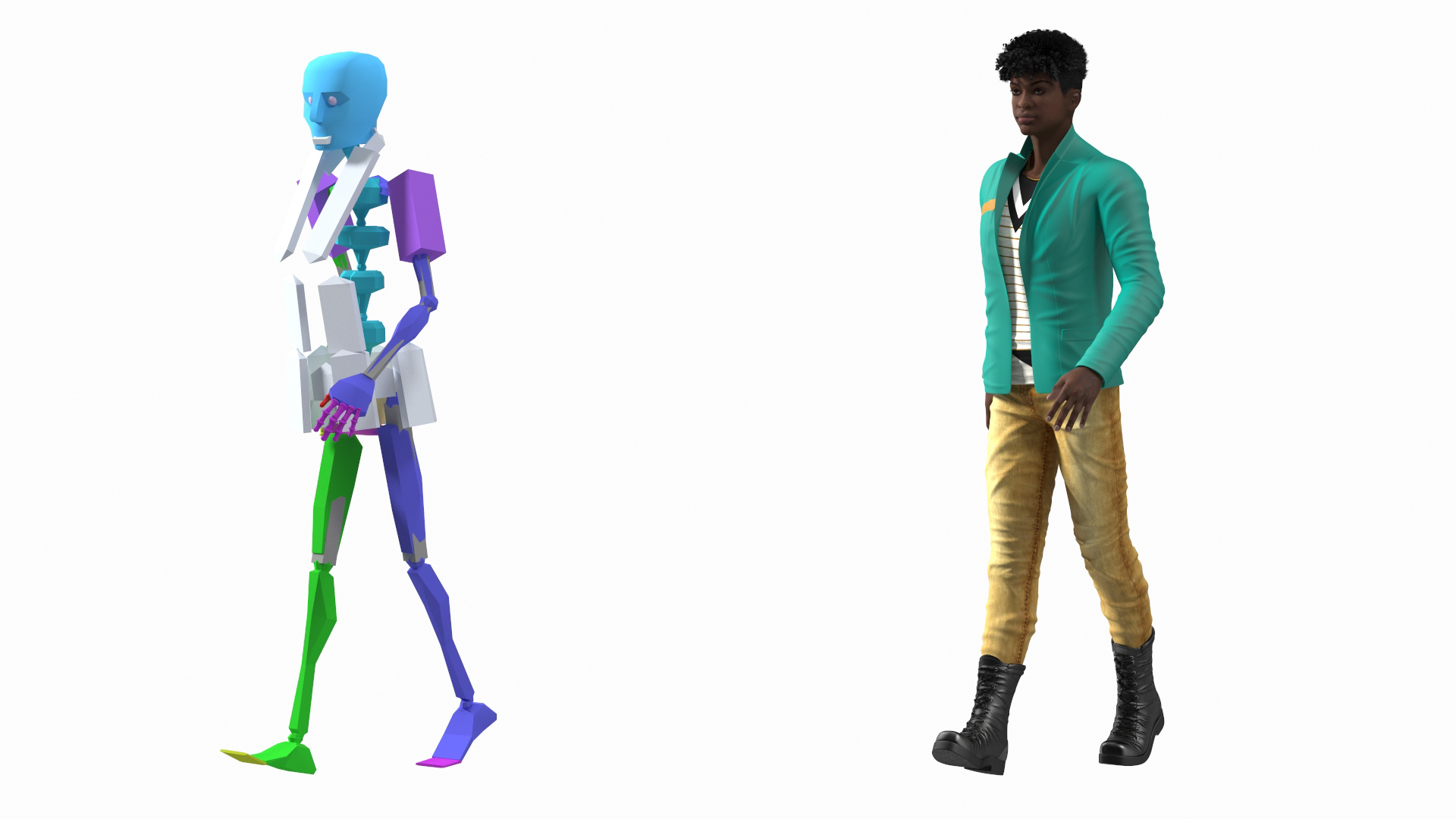 3D Dark Skin Teenager Fashionable Style Rigged model