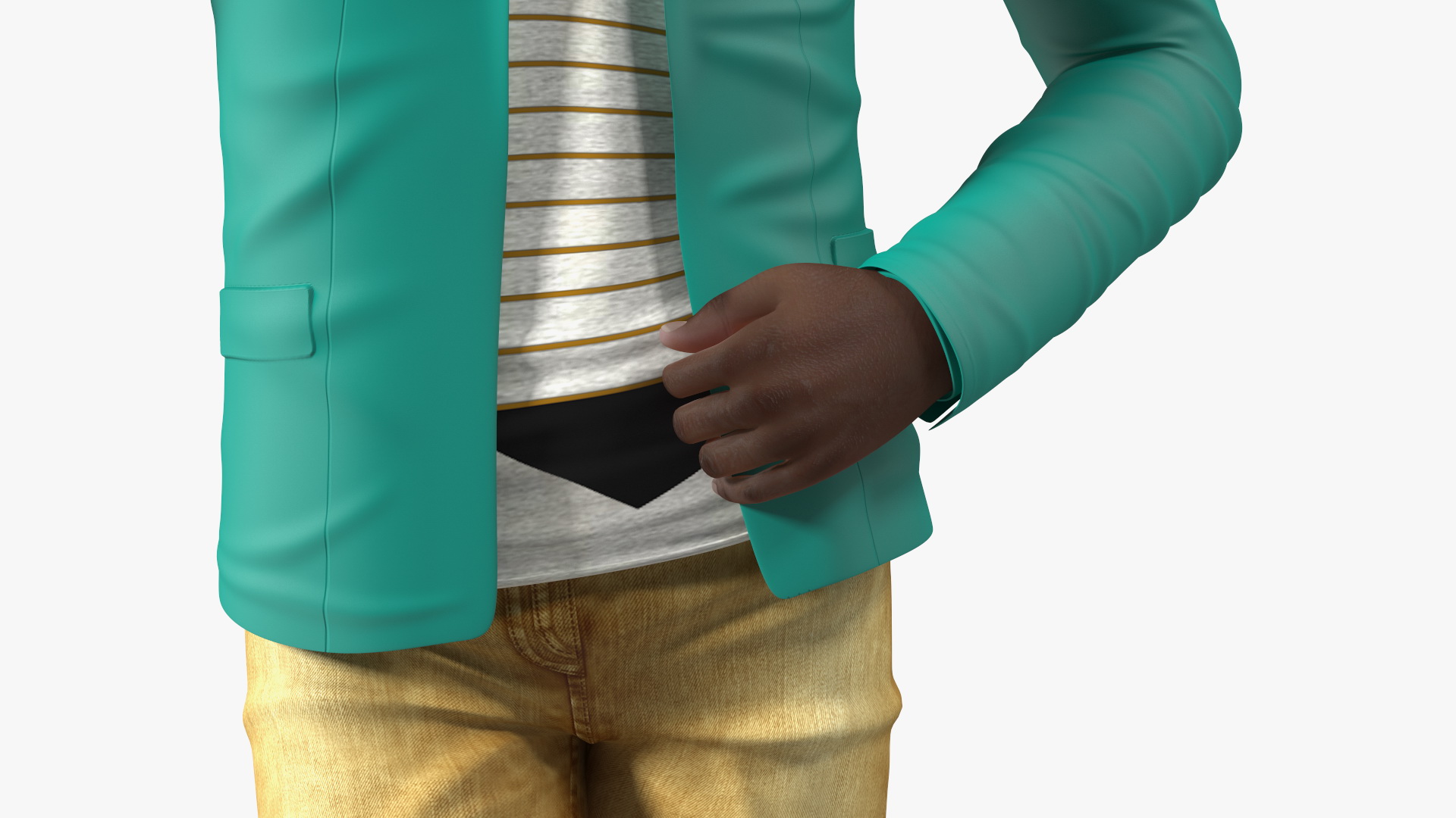 3D Dark Skin Teenager Fashionable Style Rigged model