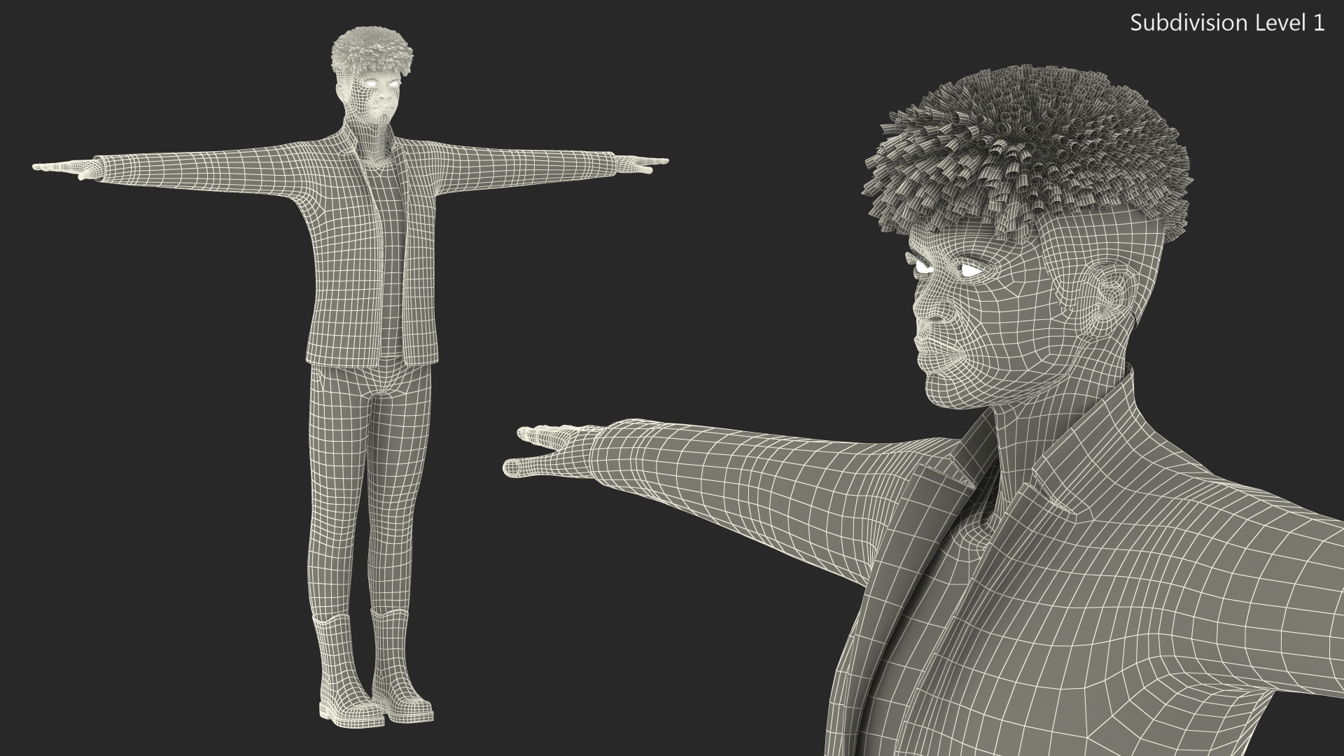 3D Dark Skin Teenager Fashionable Style Rigged model