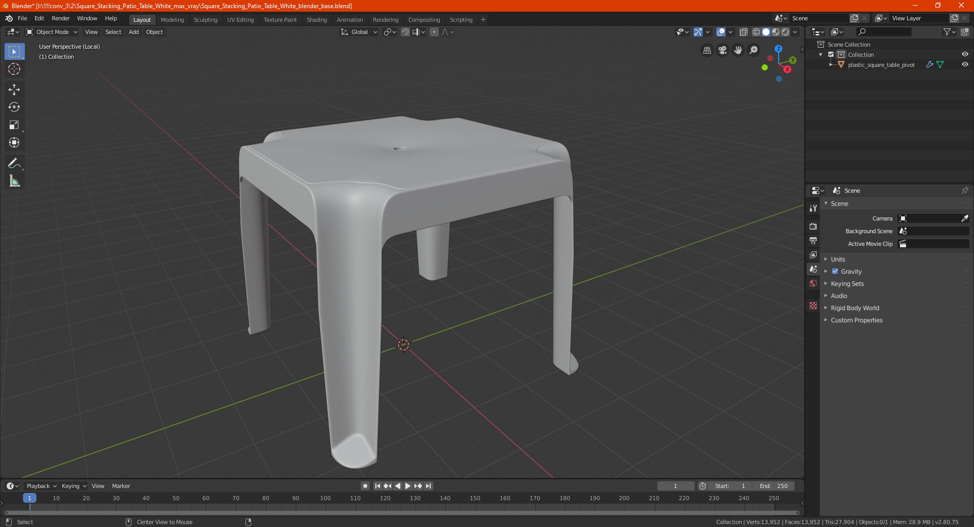 3D Square Stacking Patio Table White model