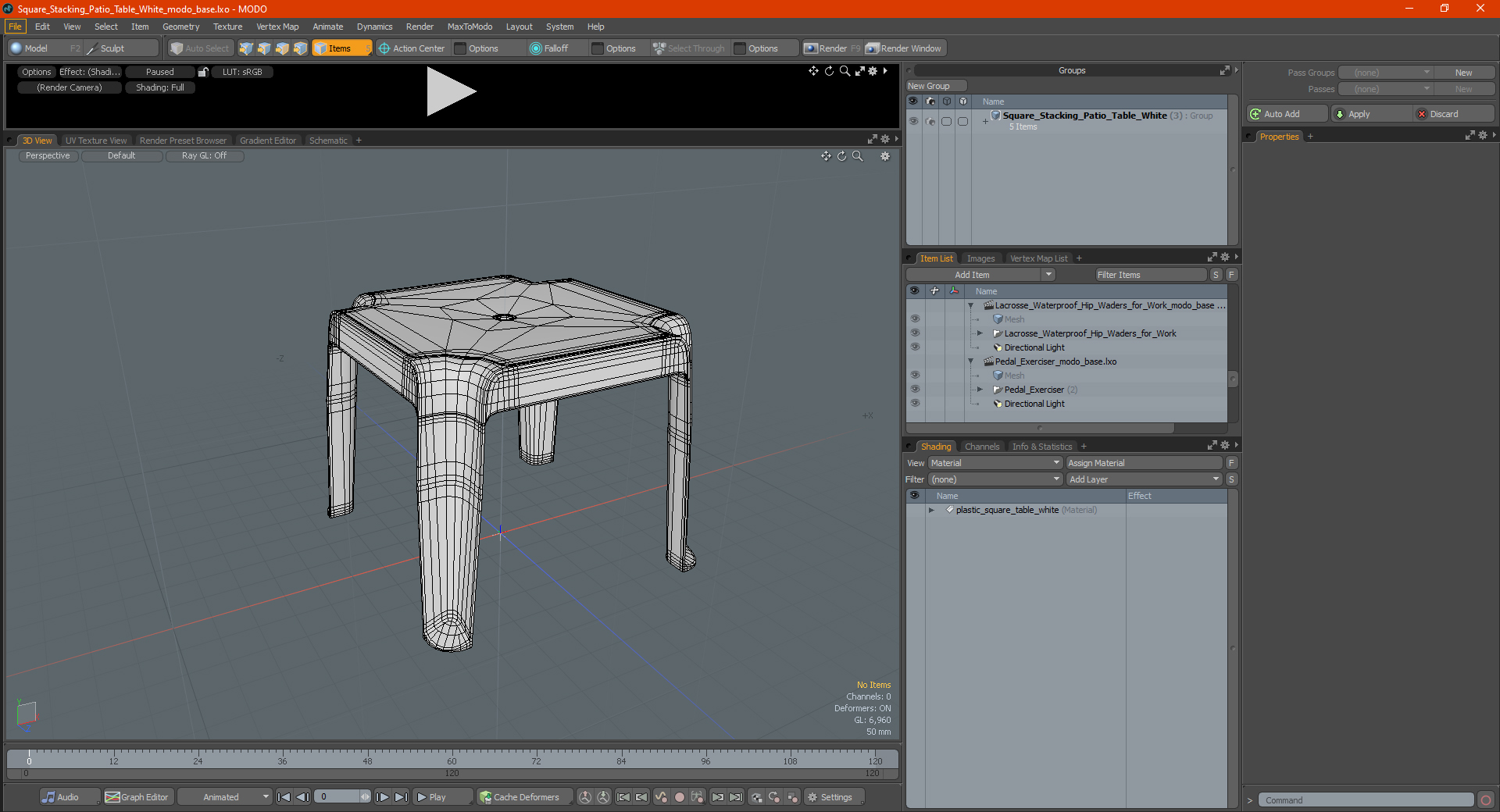 3D Square Stacking Patio Table White model