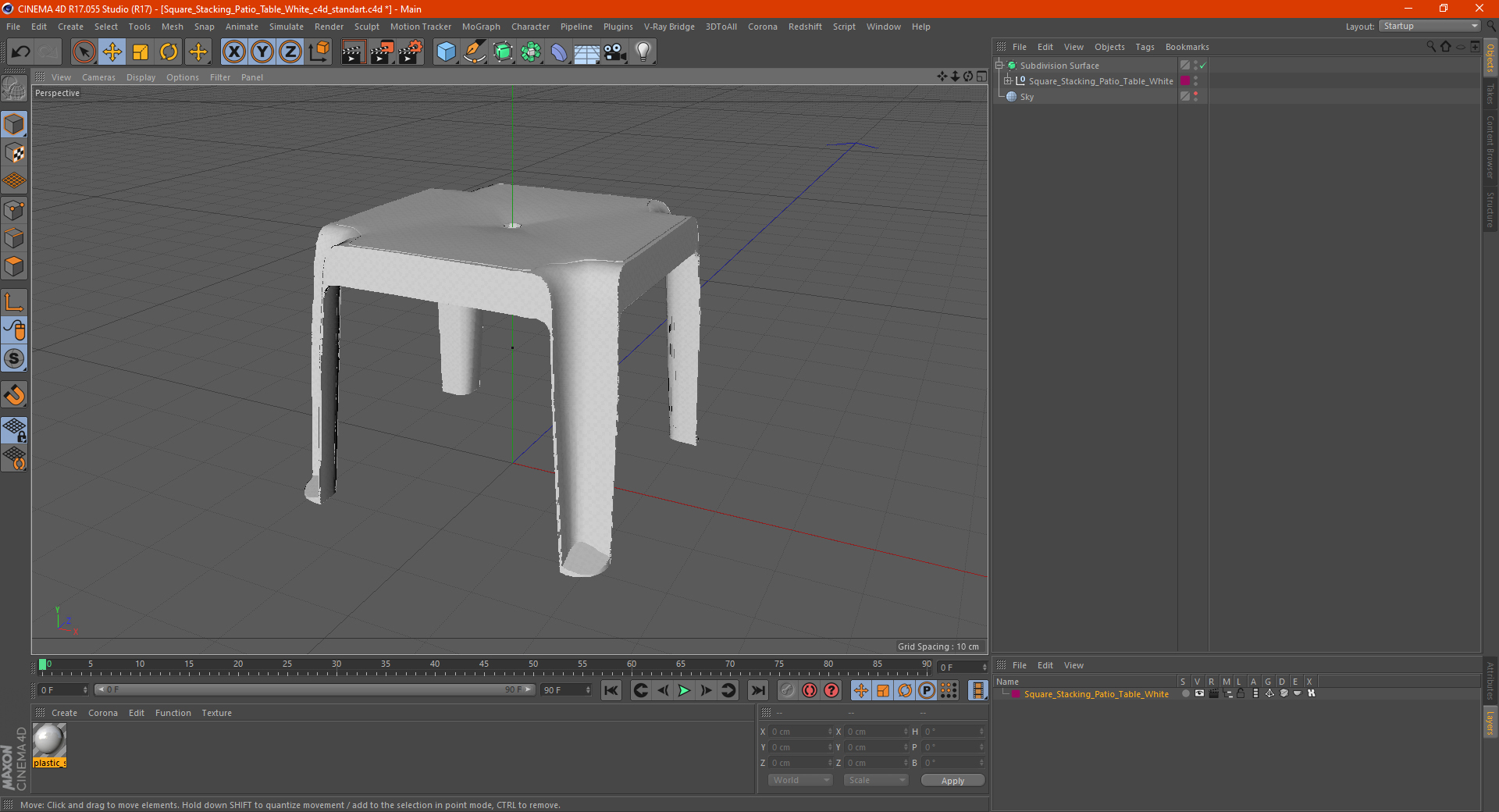 3D Square Stacking Patio Table White model