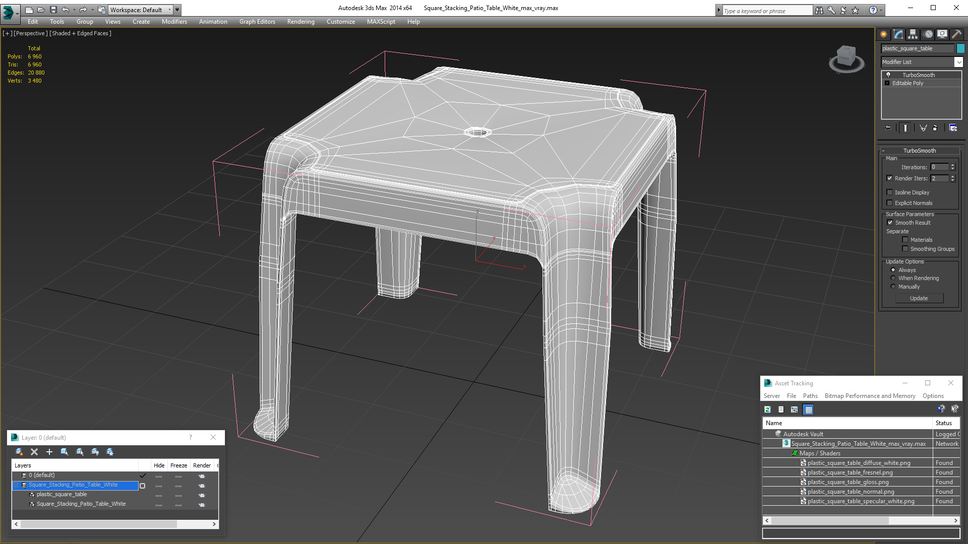 3D Square Stacking Patio Table White model