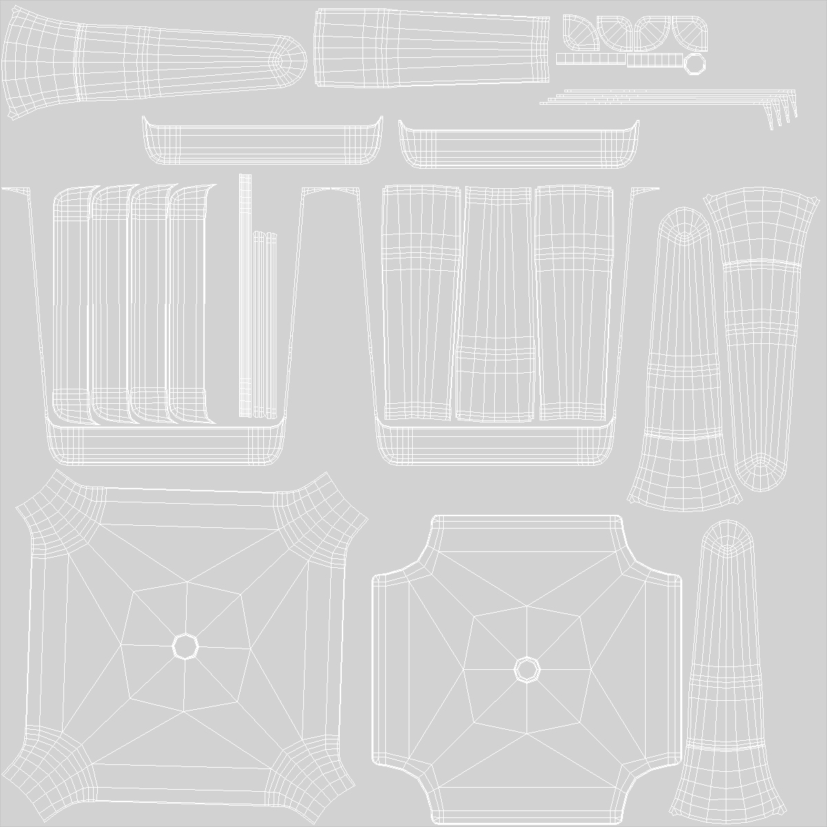 3D Square Stacking Patio Table White model