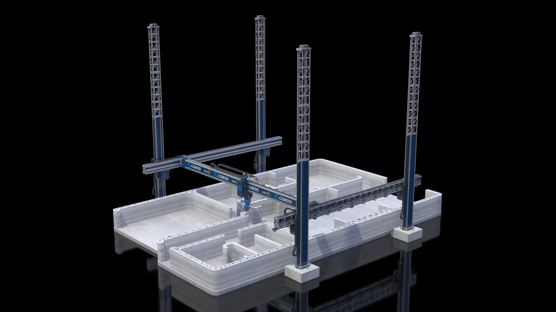 3D Construction 3D Printer at Work on Building Site model