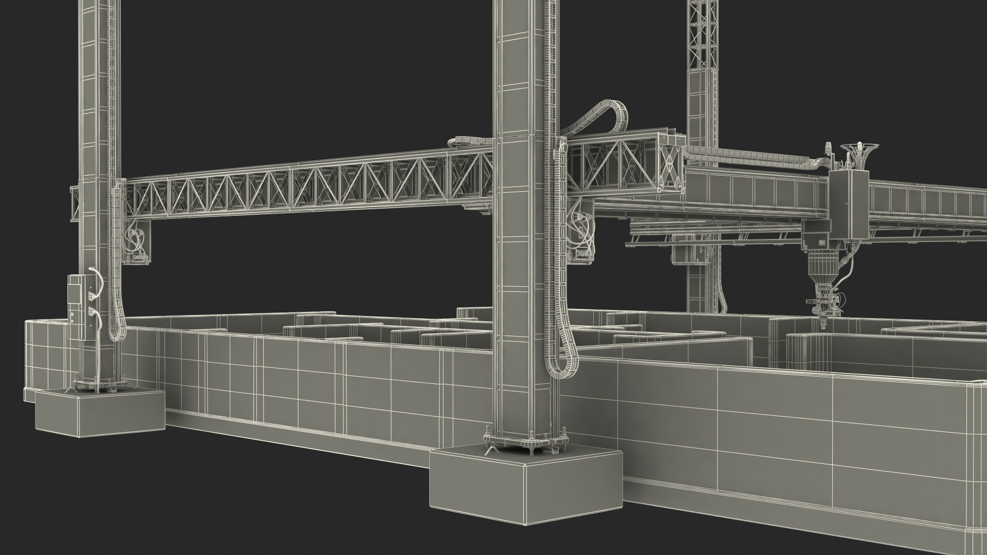 3D Construction 3D Printer at Work on Building Site model