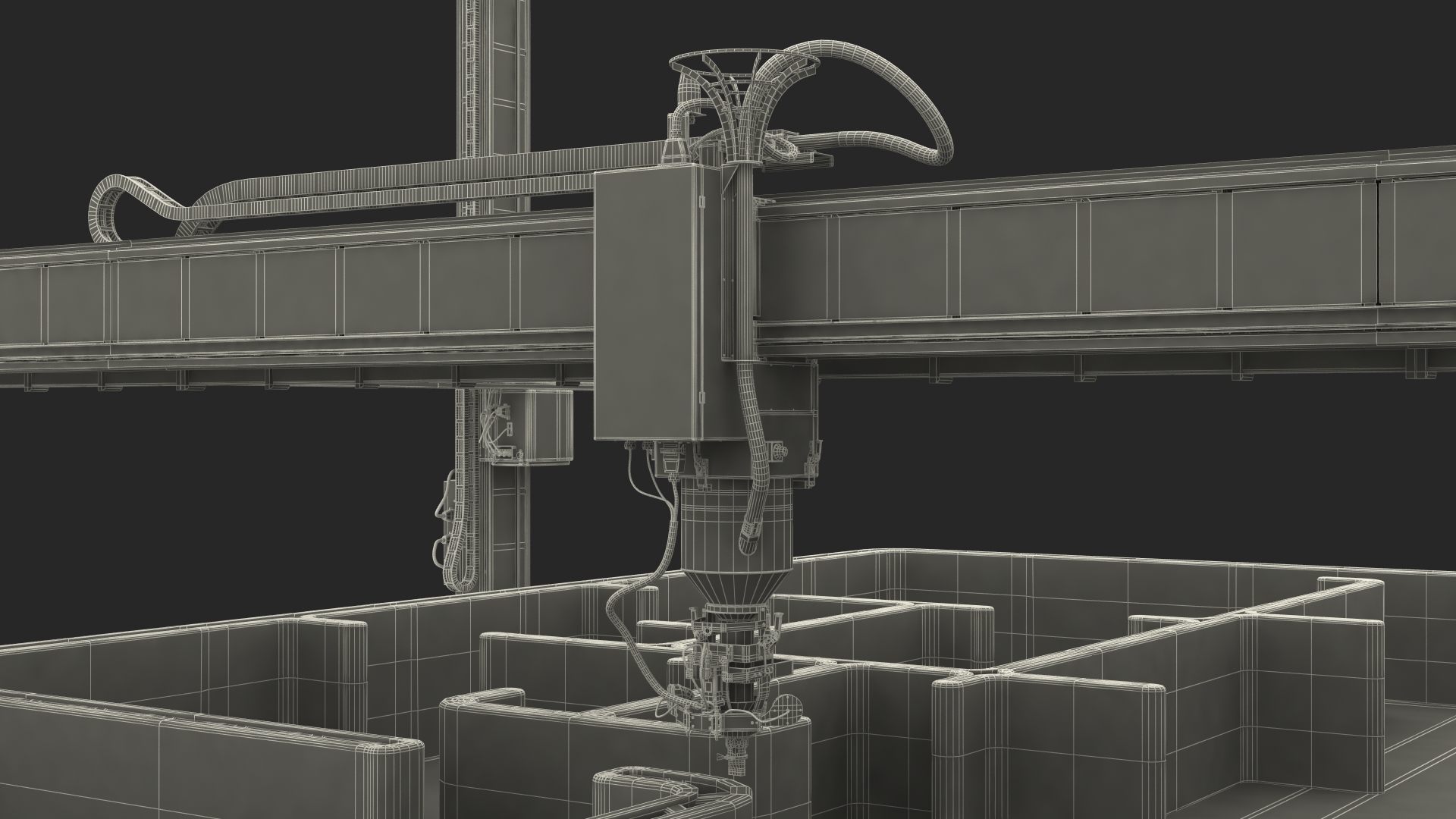 3D Construction 3D Printer at Work on Building Site model