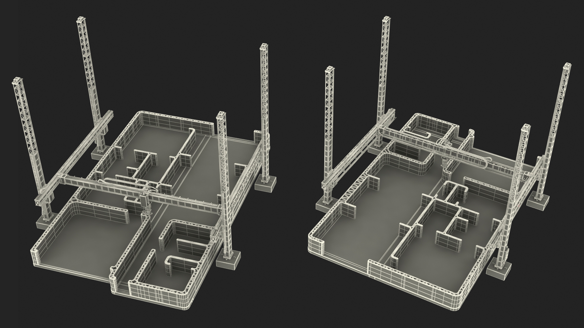 3D Construction 3D Printer at Work on Building Site model
