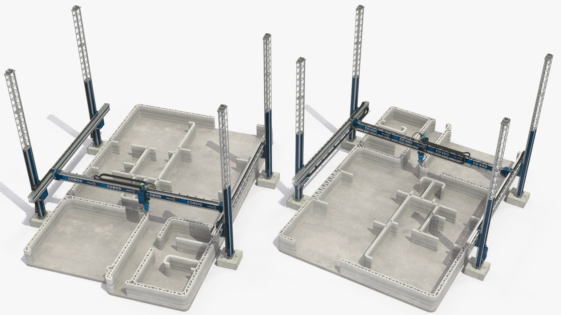 3D Construction 3D Printer at Work on Building Site model