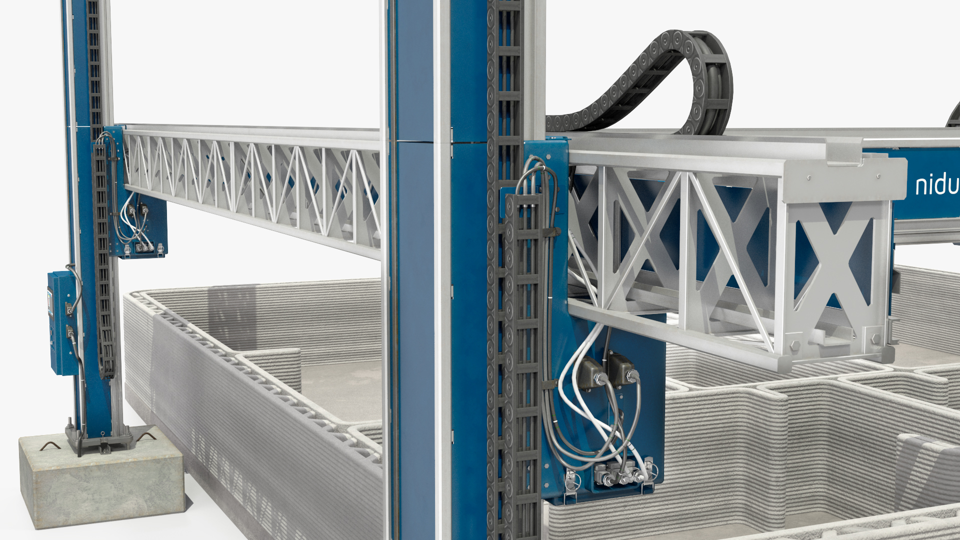 3D Construction 3D Printer at Work on Building Site model