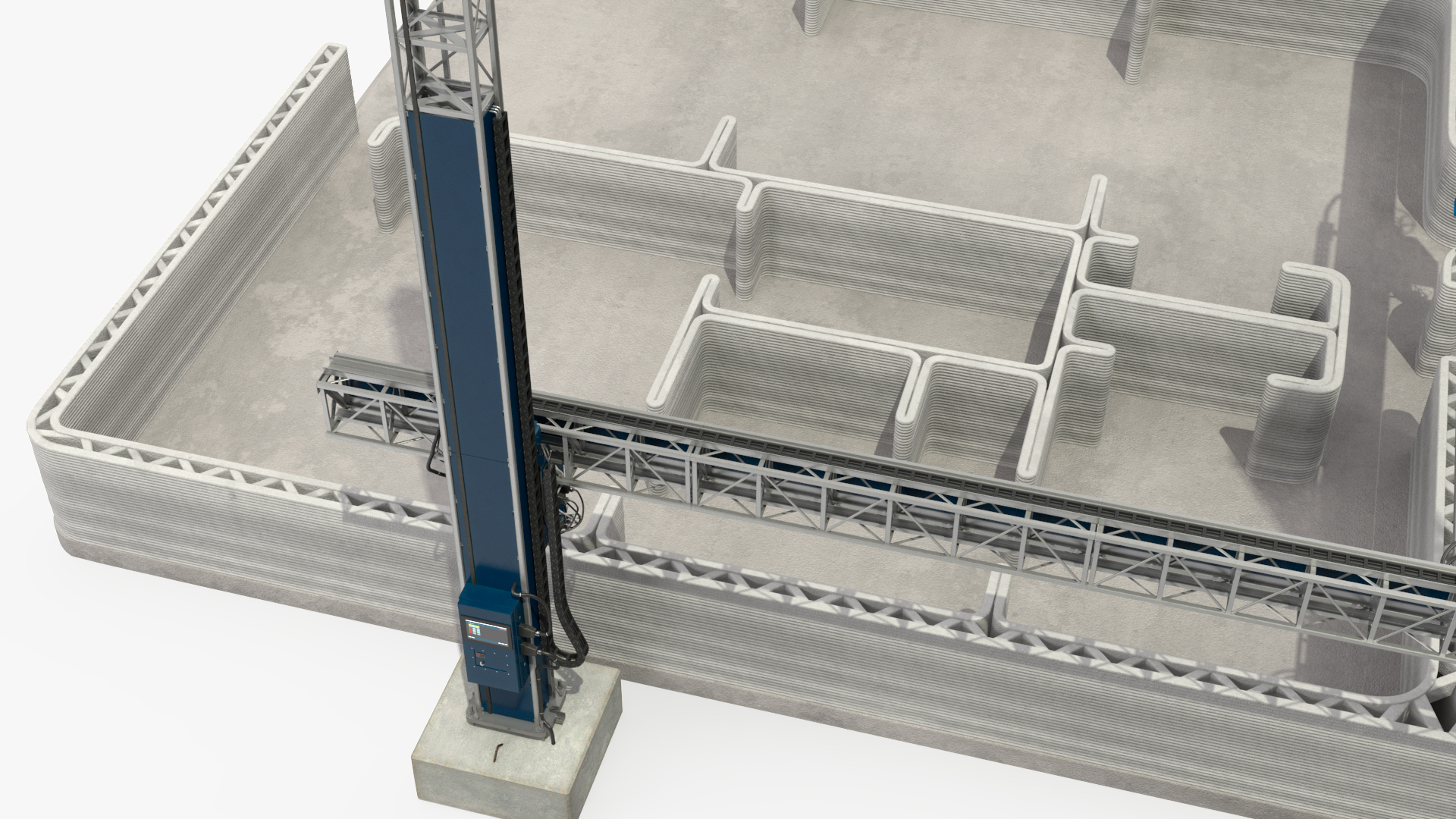 3D Construction 3D Printer at Work on Building Site model
