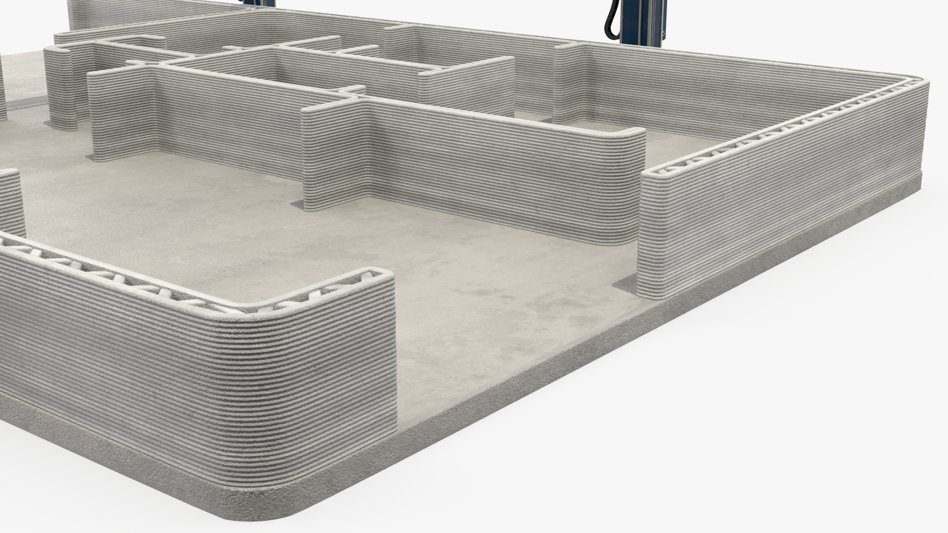3D Construction 3D Printer at Work on Building Site model