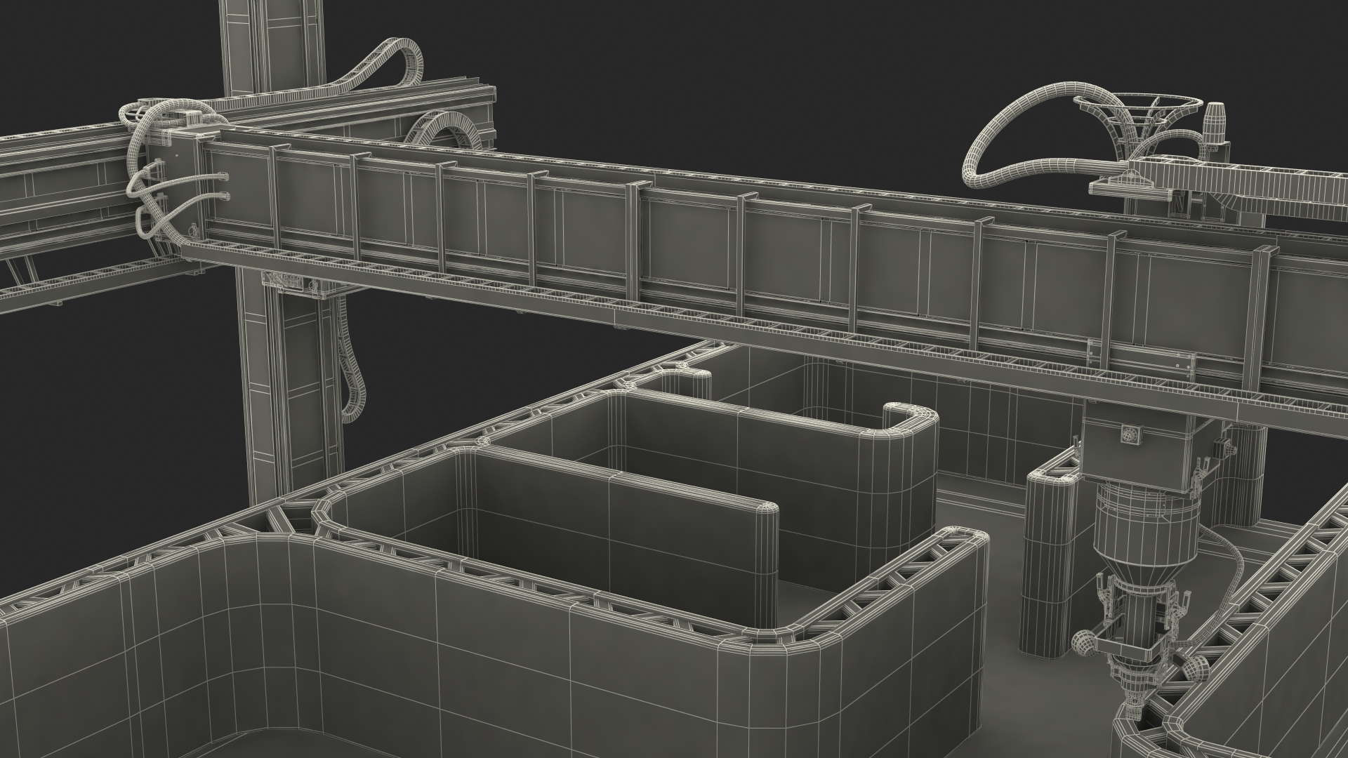 3D Construction 3D Printer at Work on Building Site model
