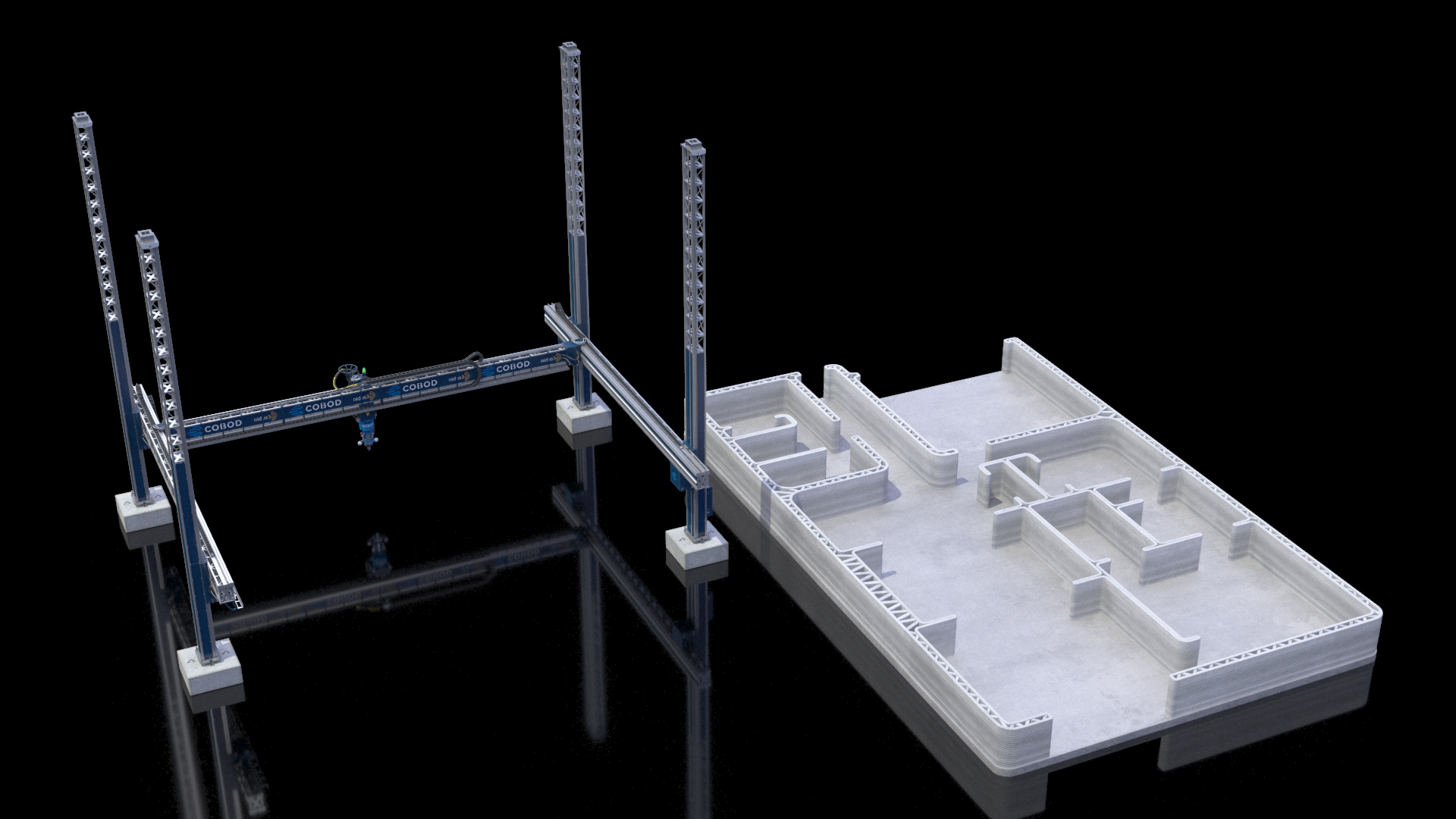 3D Construction 3D Printer at Work on Building Site model