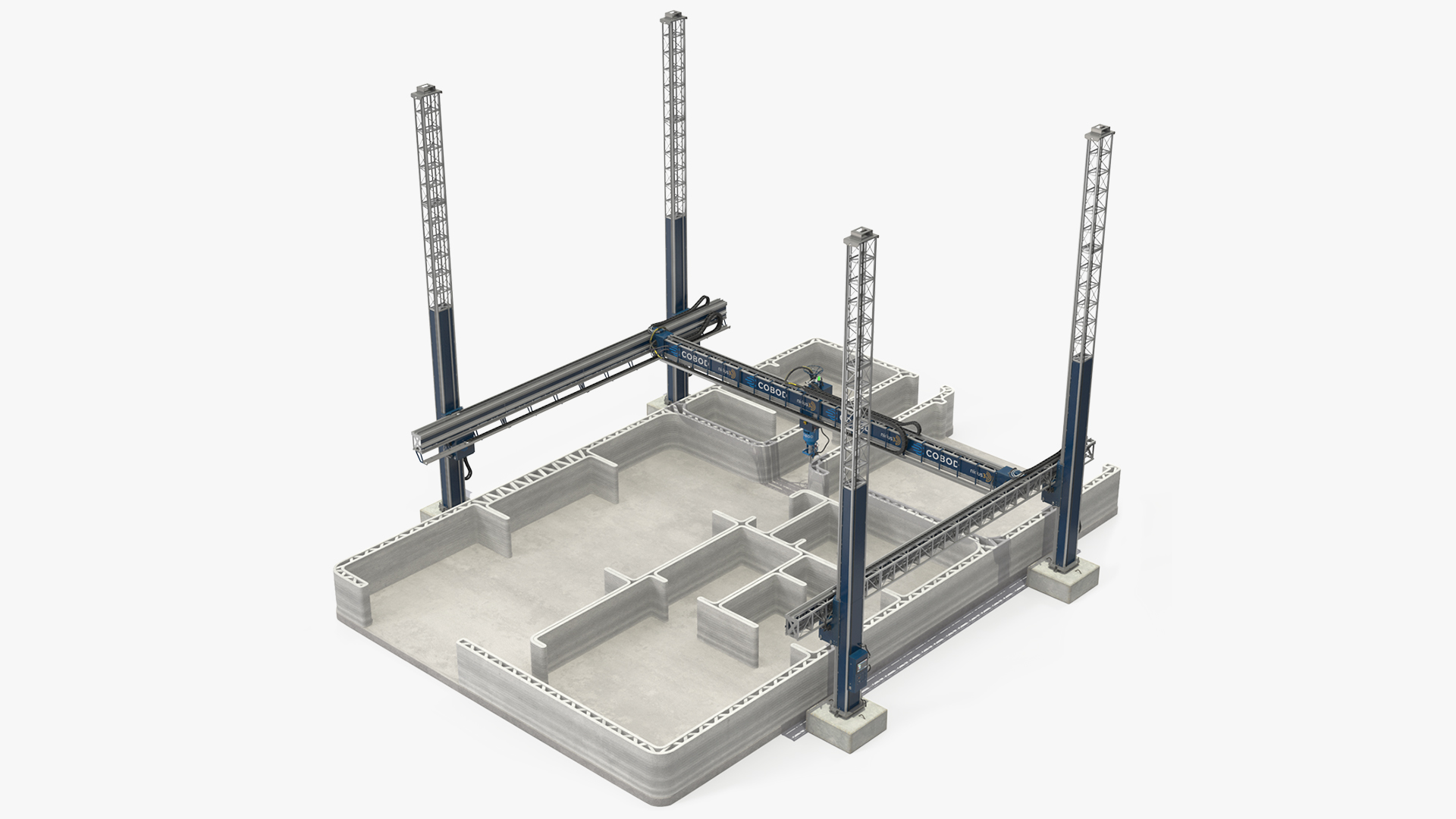 3D Construction 3D Printer at Work on Building Site model