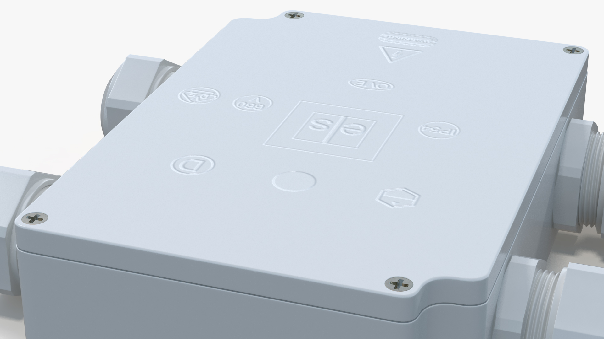 White Closed Junction Box for 4 Wires 3D