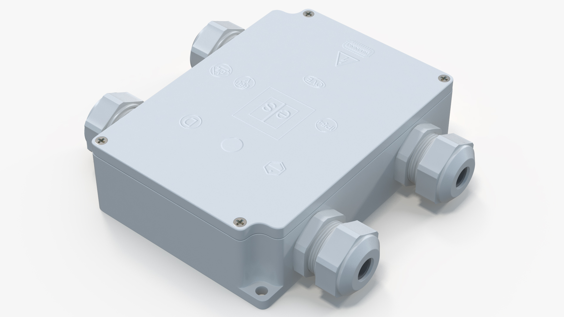 White Closed Junction Box for 4 Wires 3D