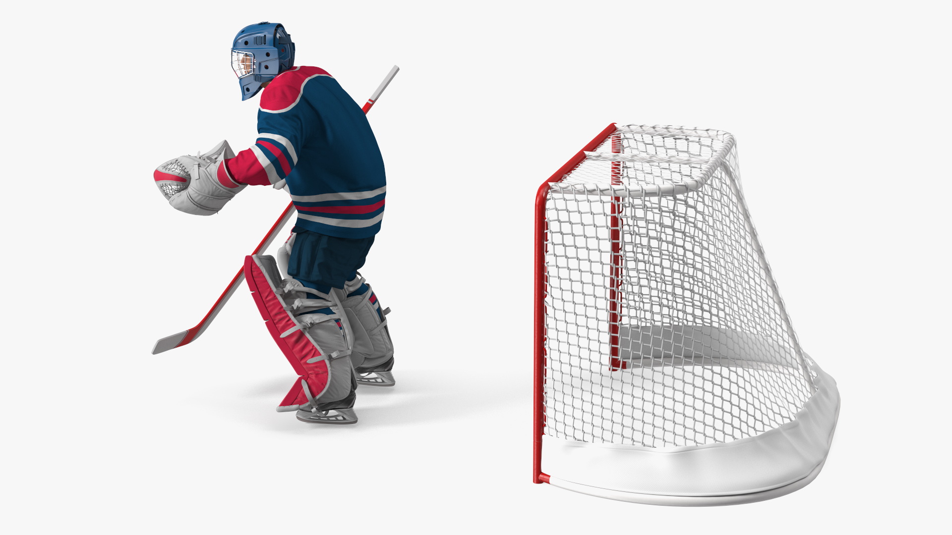 Goalie and Hockey Goal 3D