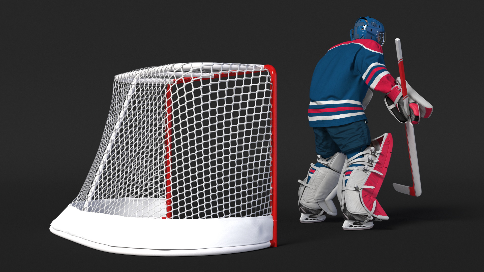 Goalie and Hockey Goal 3D
