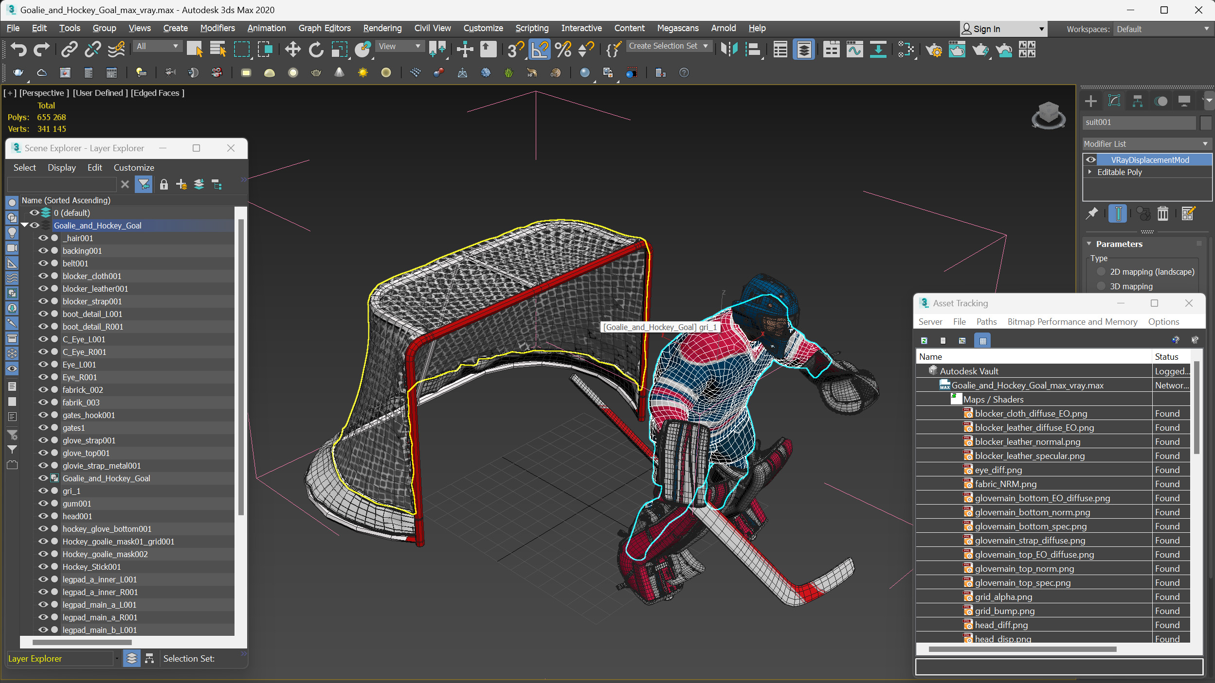 Goalie and Hockey Goal 3D