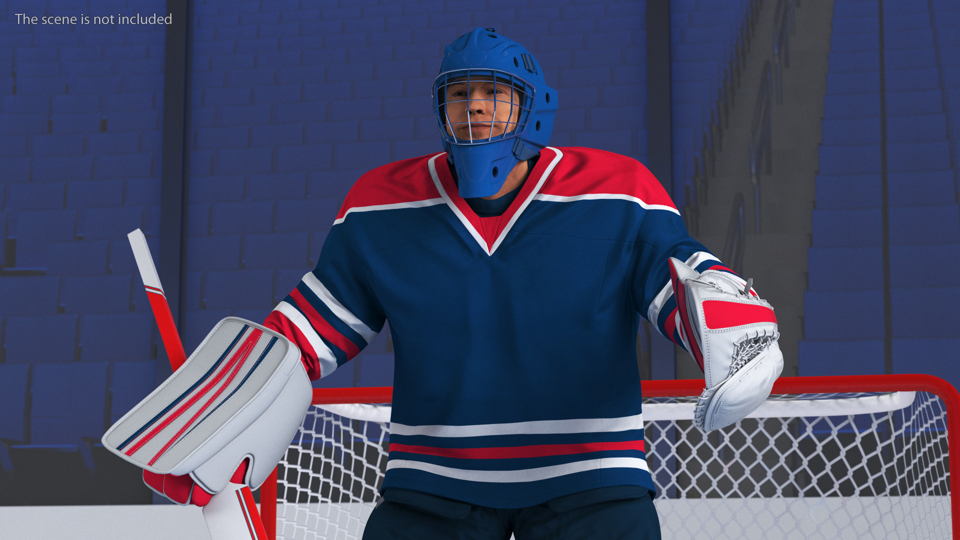 Goalie and Hockey Goal 3D