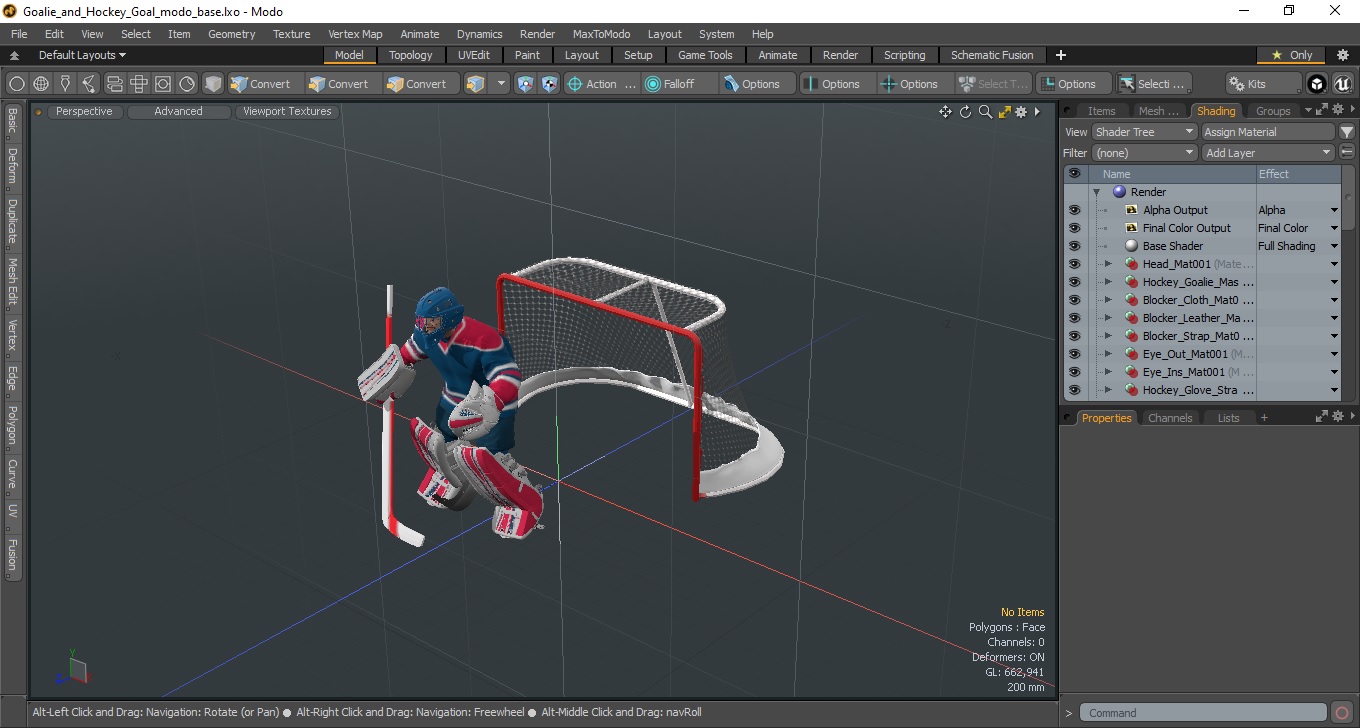 Goalie and Hockey Goal 3D