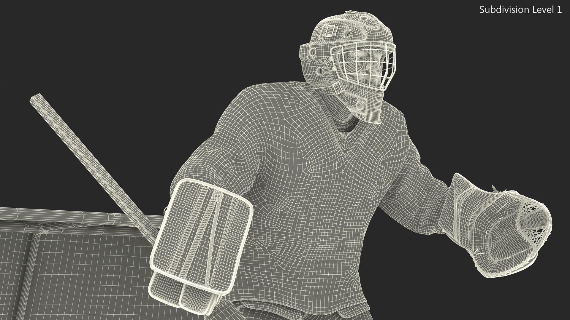 Goalie and Hockey Goal 3D