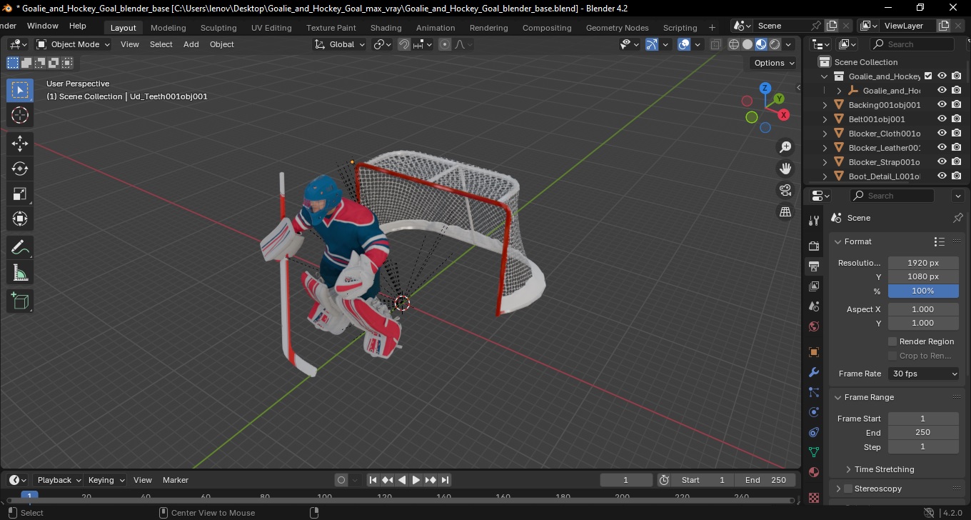 Goalie and Hockey Goal 3D