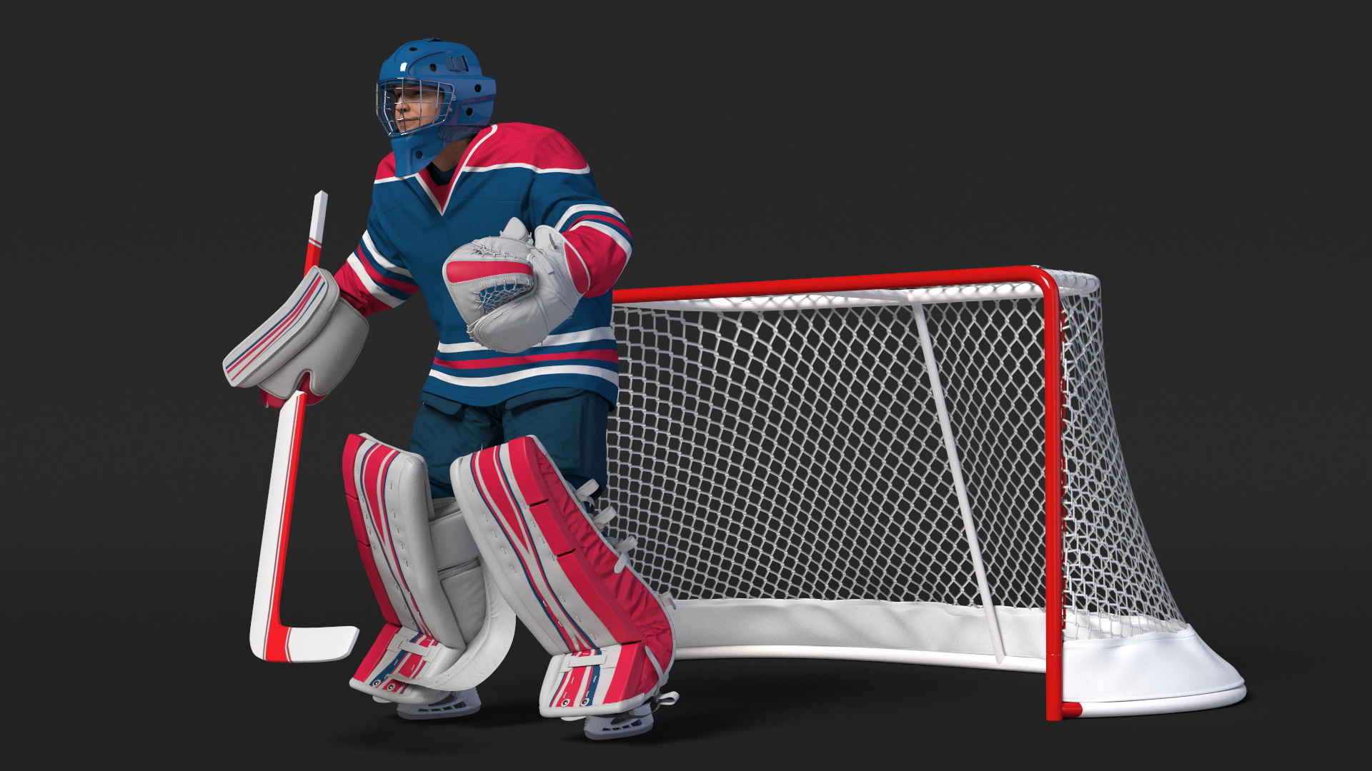 Goalie and Hockey Goal 3D