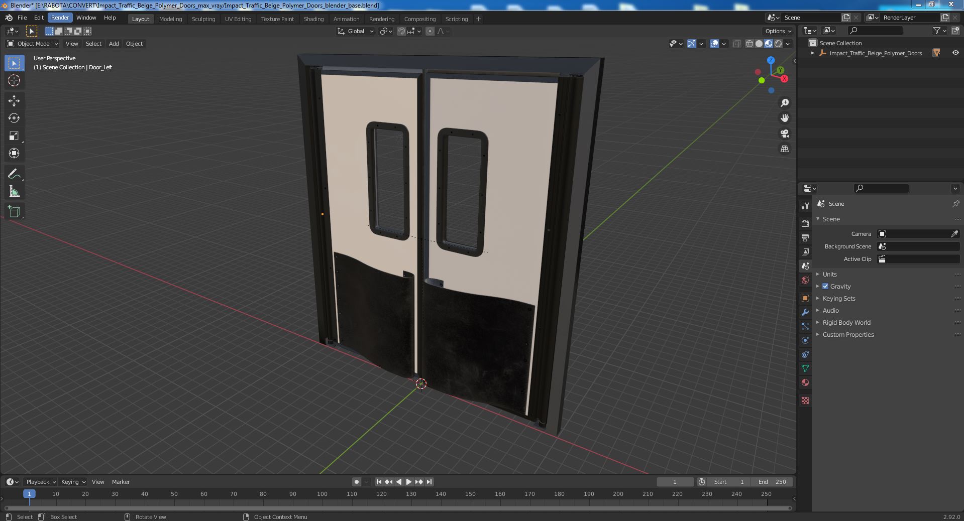 Impact Traffic Beige Polymer Doors 3D model