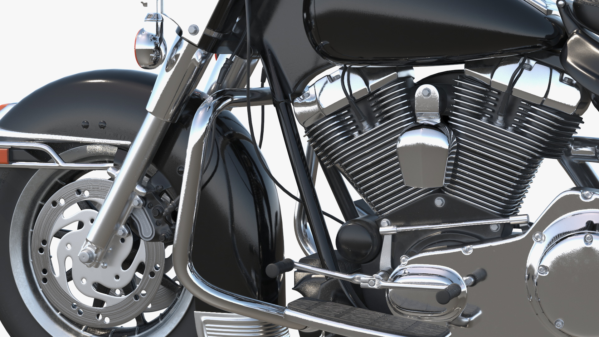 Classic Road King Motorcycle Black 3D model