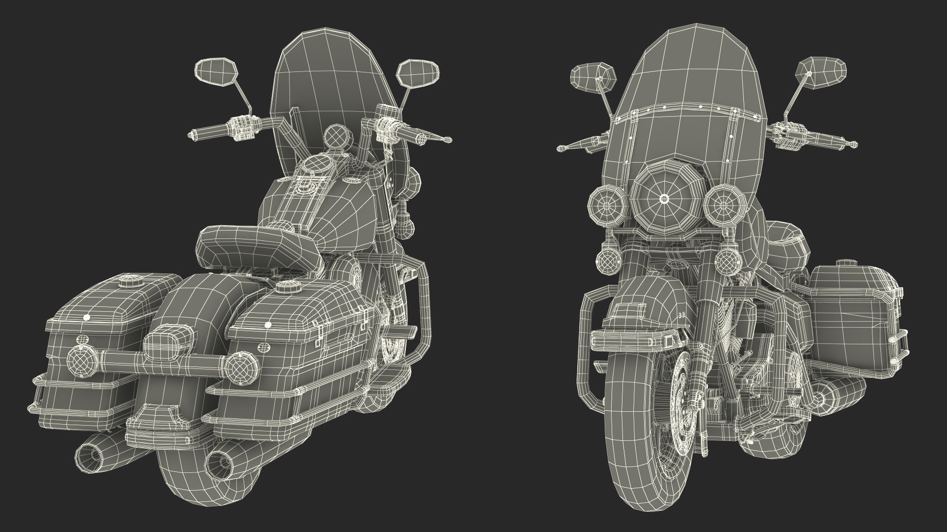 Classic Road King Motorcycle Black 3D model