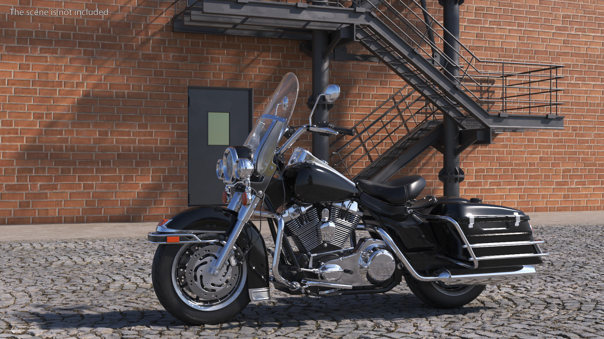 Classic Road King Motorcycle Black 3D model