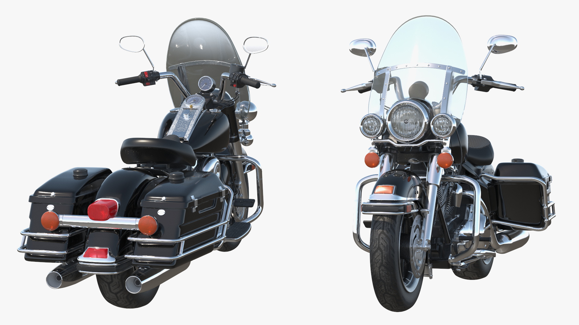 Classic Road King Motorcycle Black 3D model
