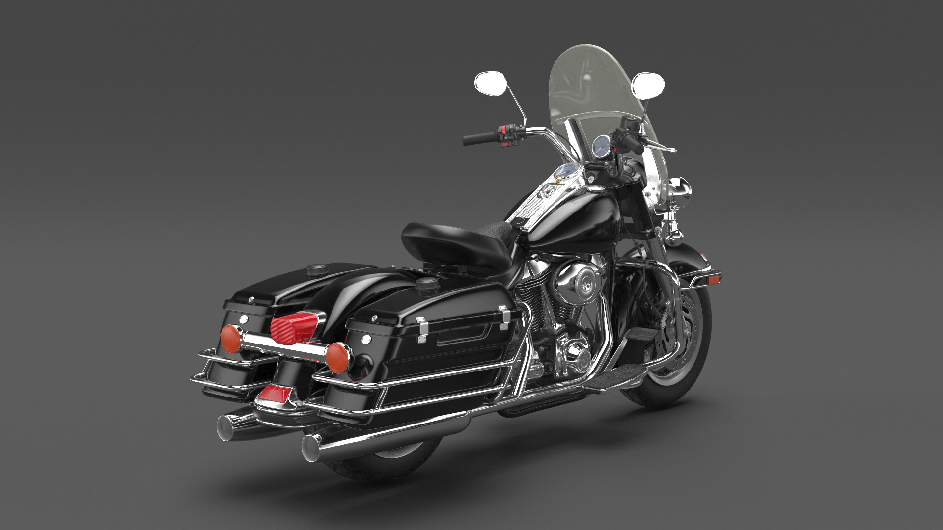 Classic Road King Motorcycle Black 3D model