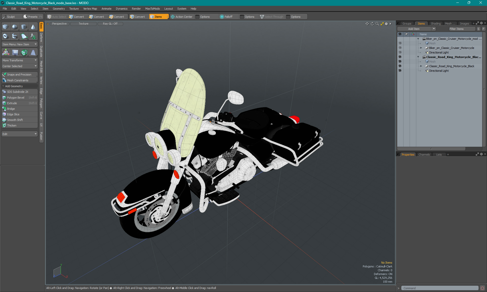 Classic Road King Motorcycle Black 3D model