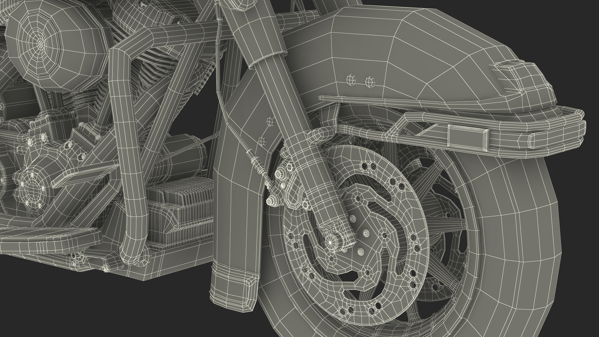 Classic Road King Motorcycle Black 3D model