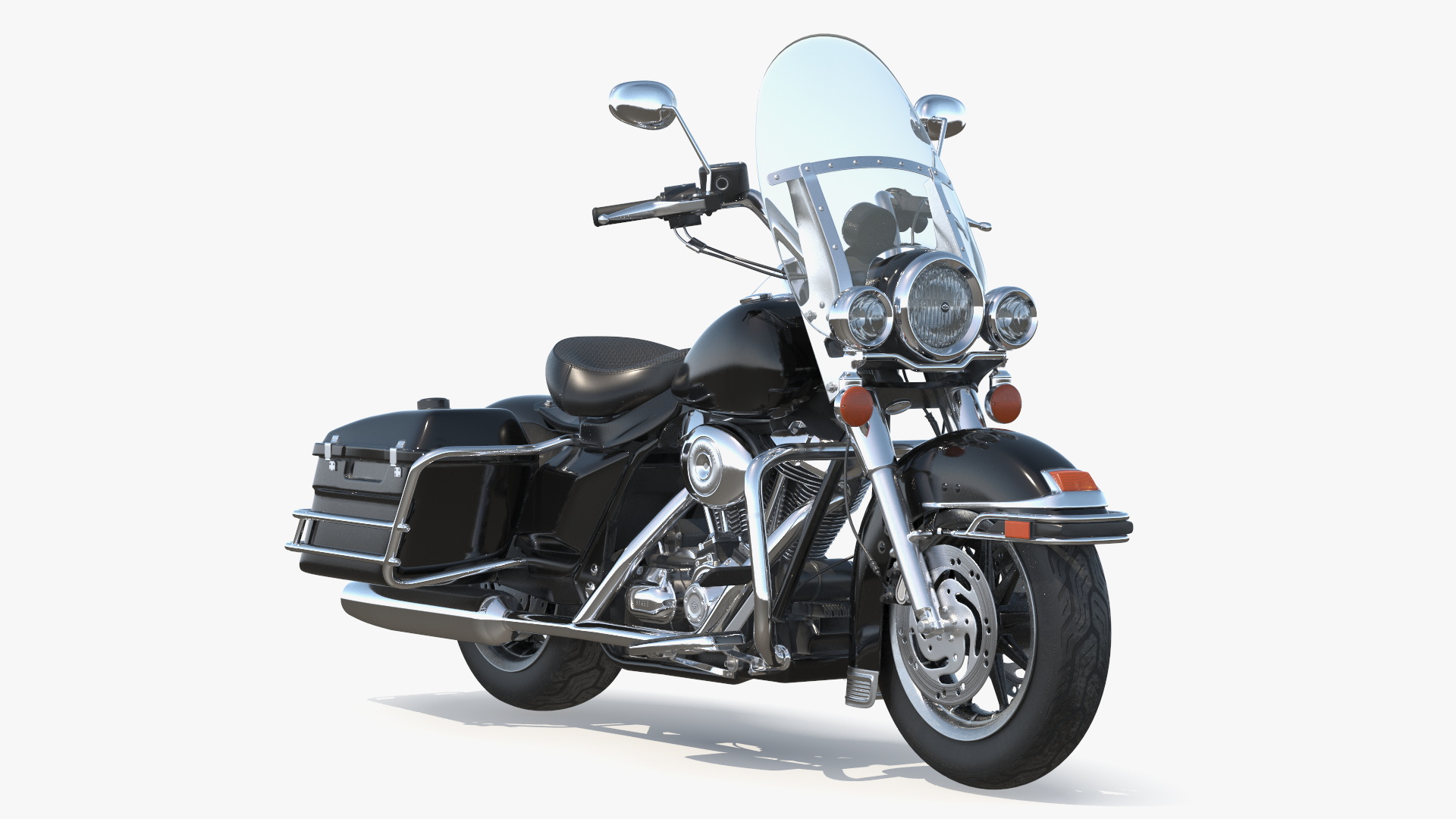 Classic Road King Motorcycle Black 3D model
