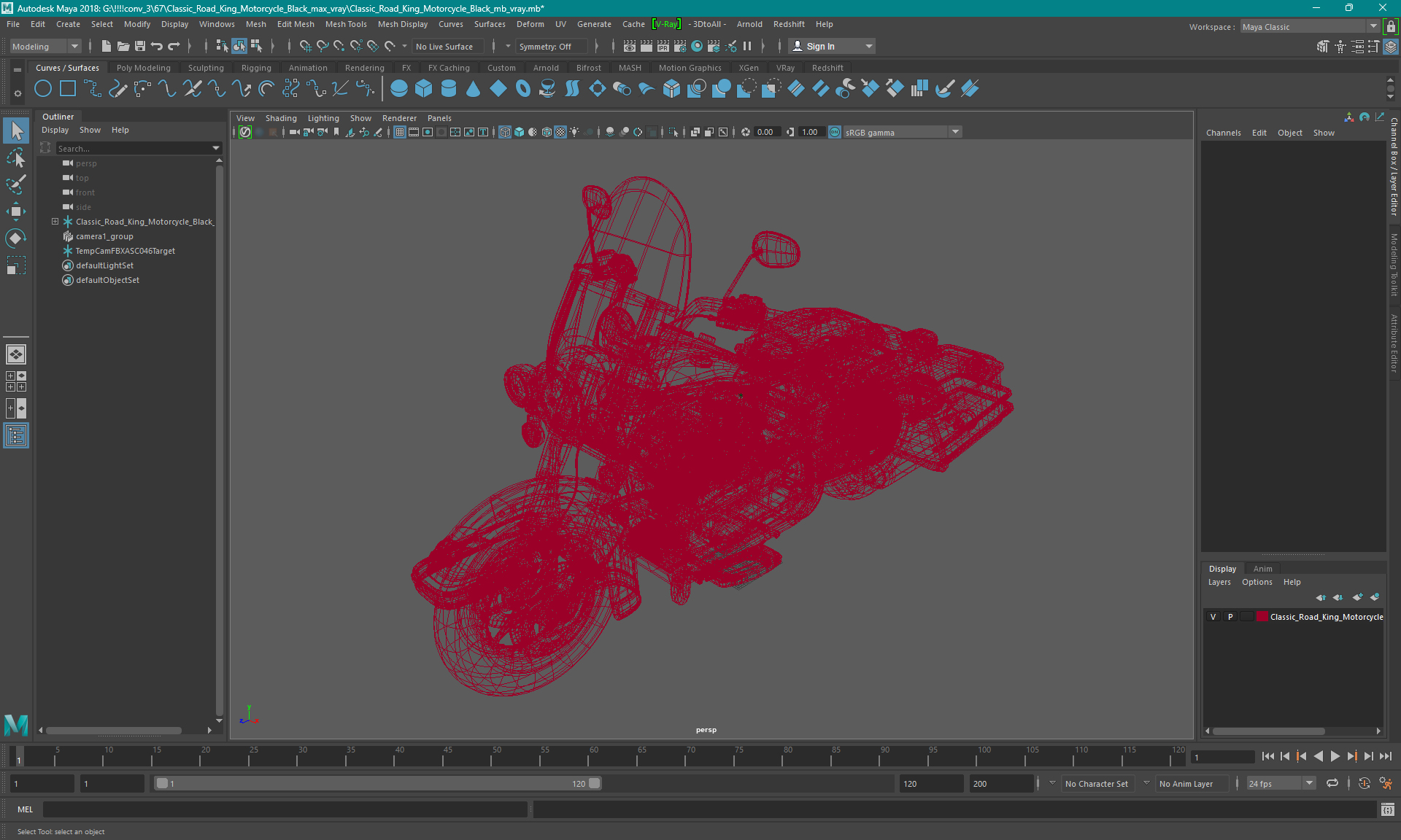 Classic Road King Motorcycle Black 3D model