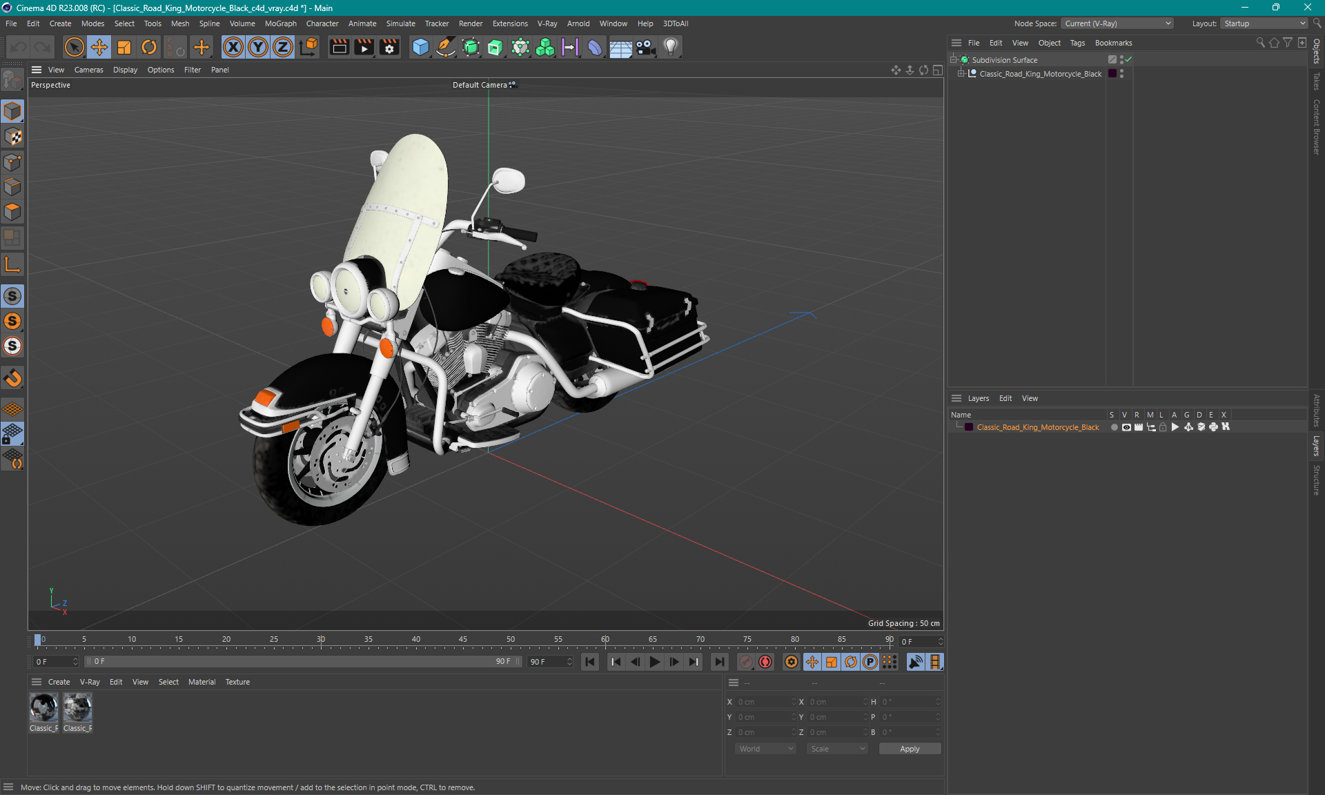 Classic Road King Motorcycle Black 3D model